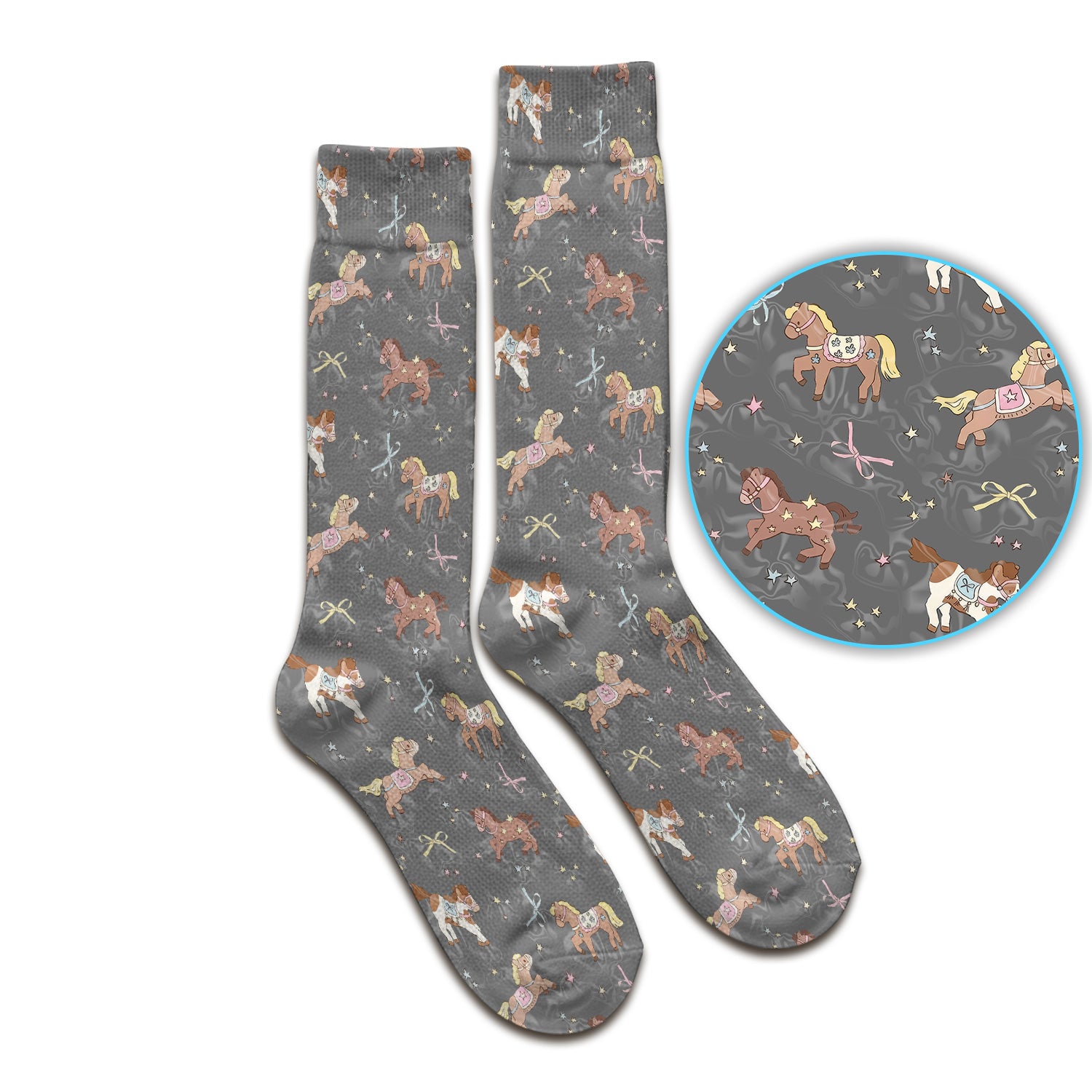 Cute Pony Star Pattern Socks, Breathable Fabrics Medical Uniform