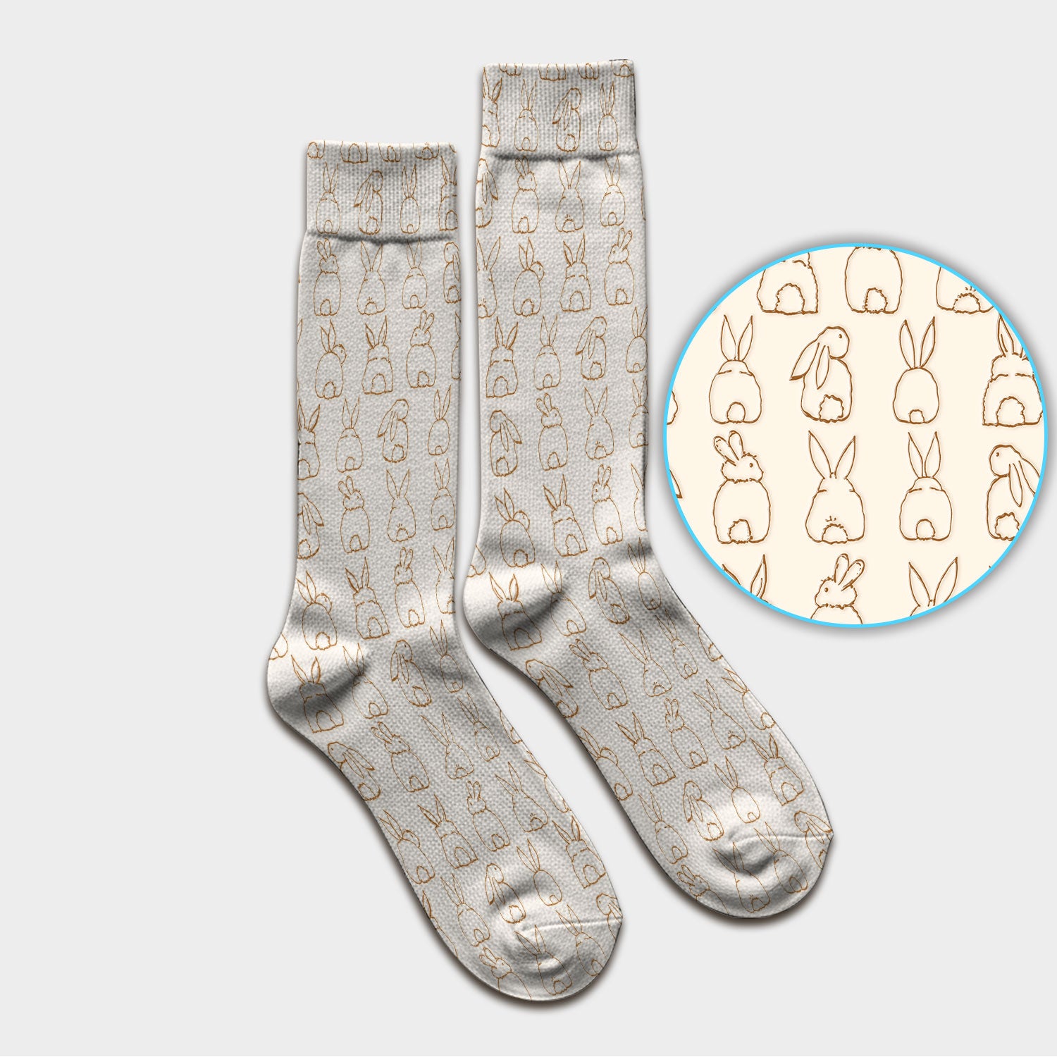 Cartoon Bunny Line Art Pattern Medical Socks, Breathable Fabrics Medical Uniform