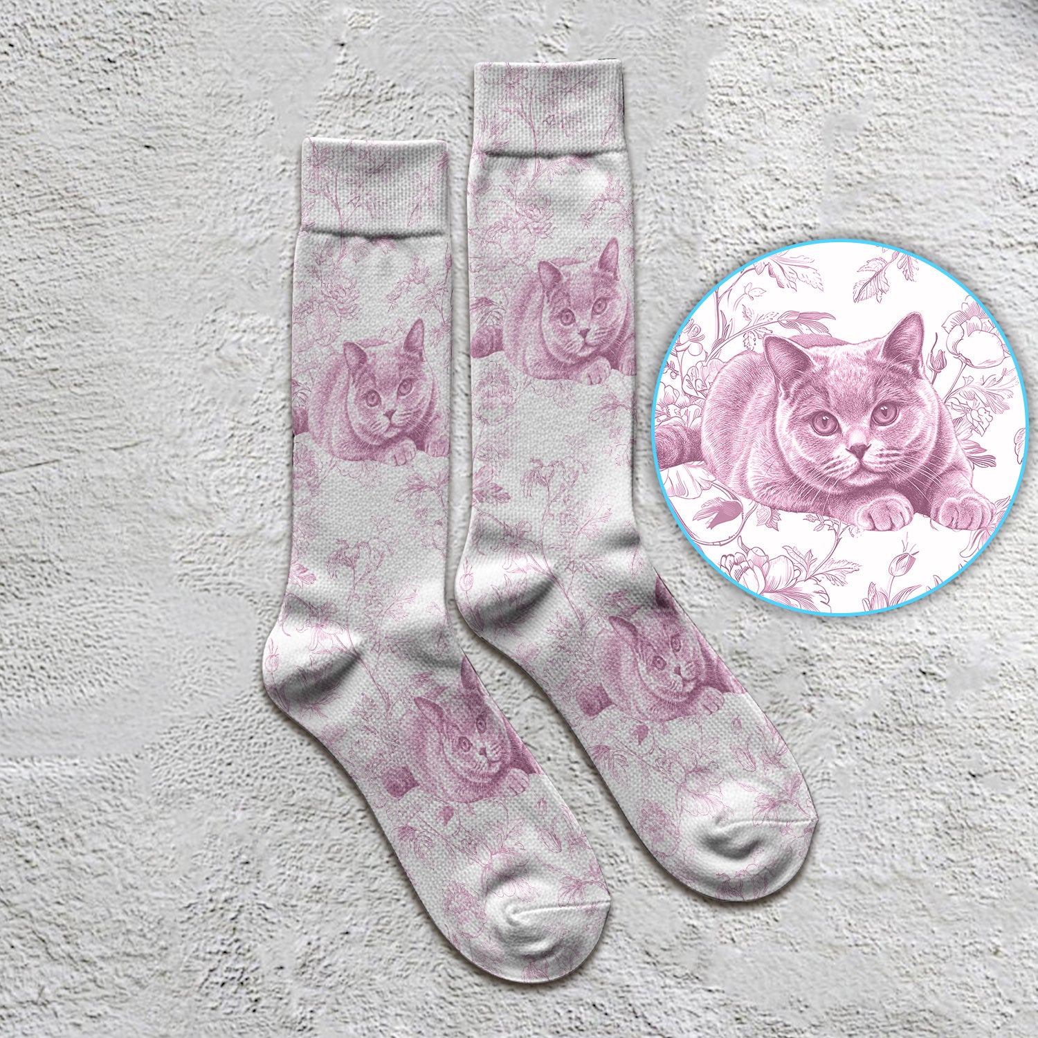 Custom Dog Cat Style Chinoiserie Pattern Socks, Adult Socks for Men and Women