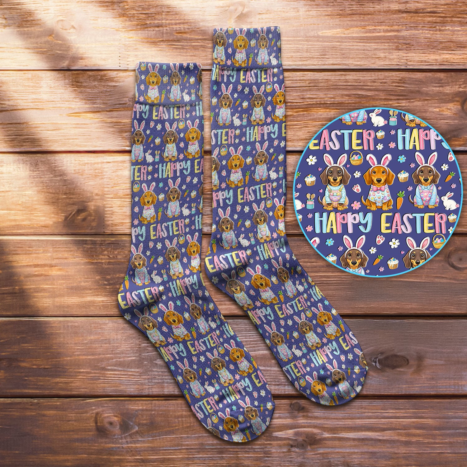 Happy Easter Dachshund Puppy Nurse Socks, Adult Socks for Men and Women