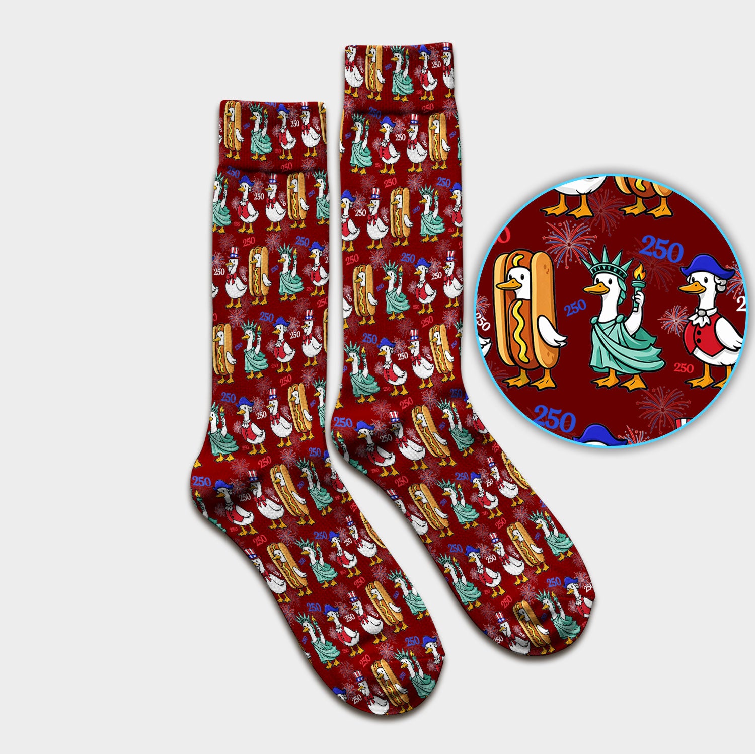 Patriotic Duck Independence Day Pattern Socks, Adult Socks for Men and Women