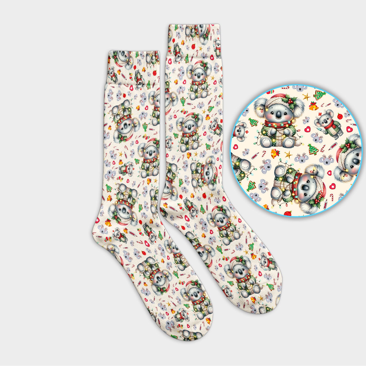 Aussie Koala Socks for Nurse Doctor - Cute Christmas Adult Socks for Men and Women - Breathable Fabrics Medical Uniform