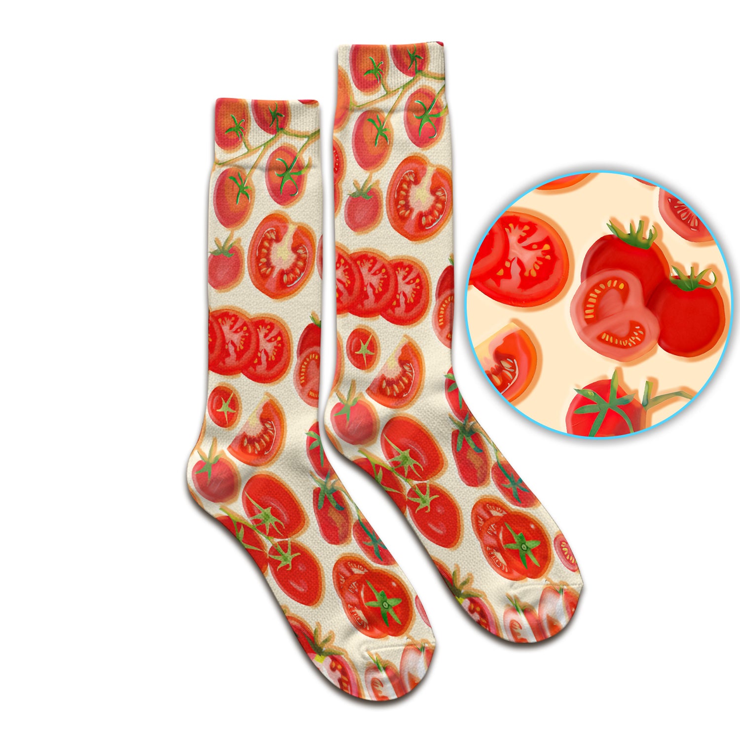 Fresh Tomato Slices Cherry Tomato Pattern Socks, Socks for Nurse Doctor