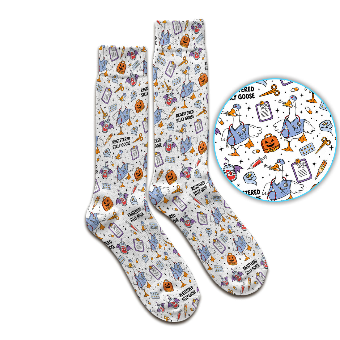 Funny Halloween Registered Silly Goose Socks, Adult Socks for Men and Women