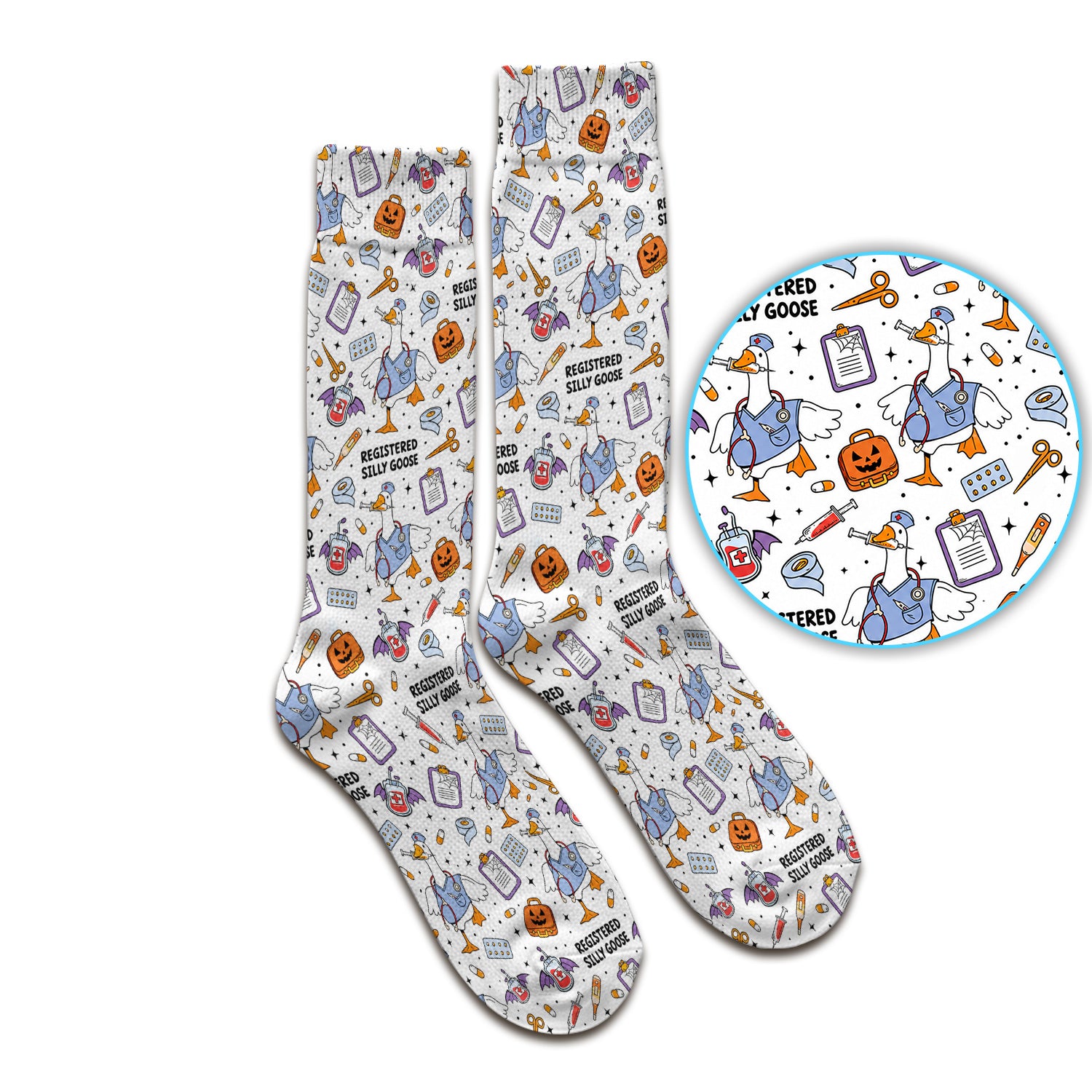 Funny Halloween Registered Silly Goose Socks, Adult Socks for Men and Women