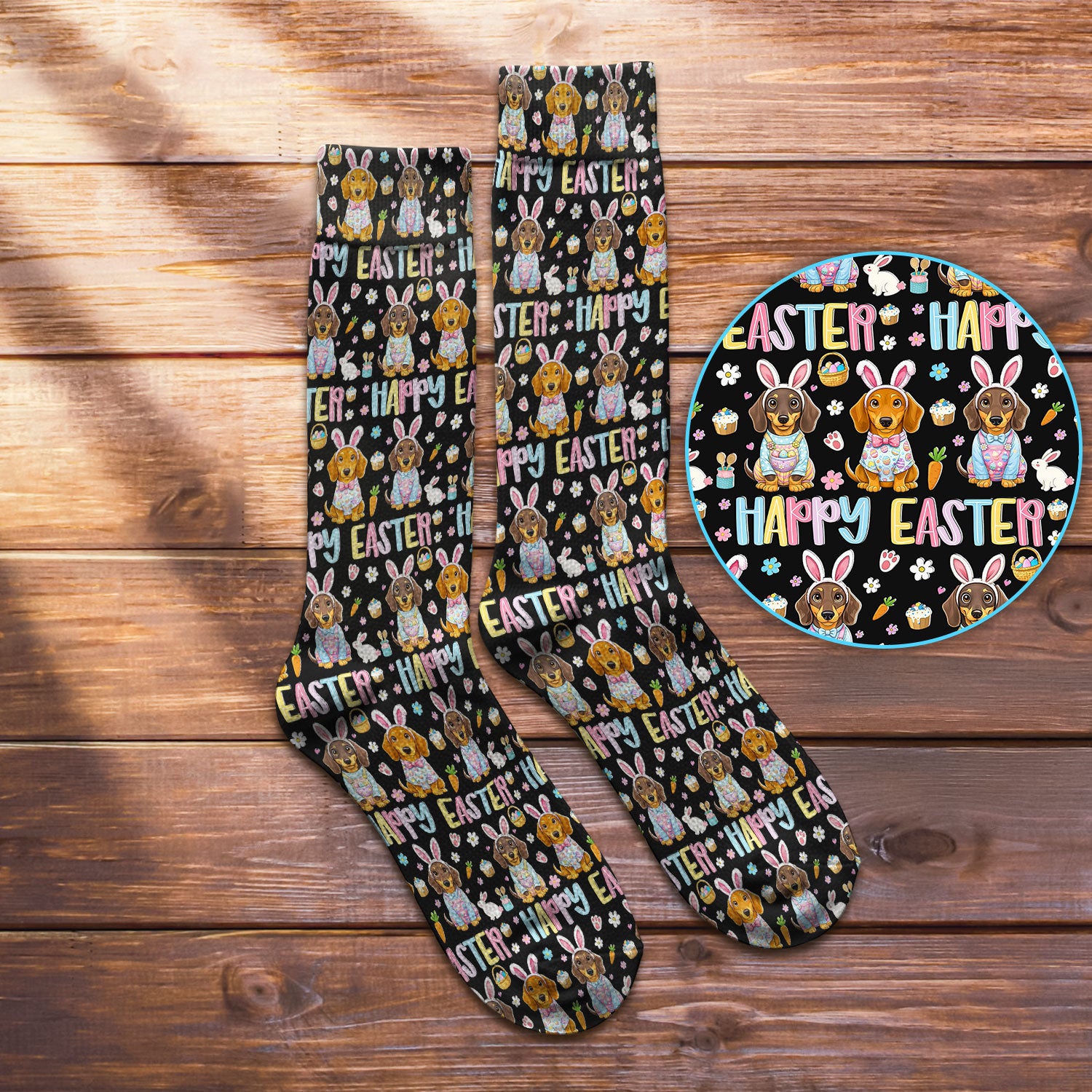 Happy Easter Dachshund Puppy Nurse Socks, Adult Socks for Men and Women