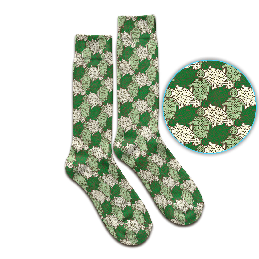 Green Sea Turtle Shell Pattern Socks, Adult Socks for Men and Women