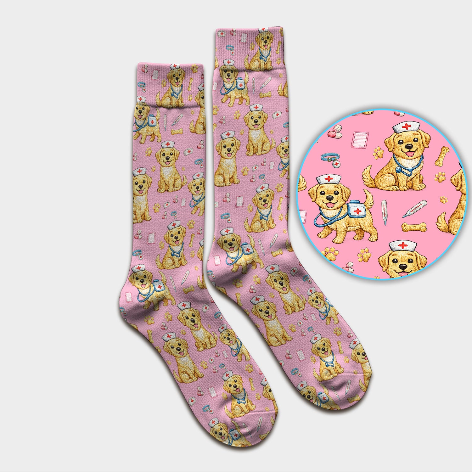 Cute Puppy Nurse Medical Print Medical Socks, Socks for Nurse Doctor