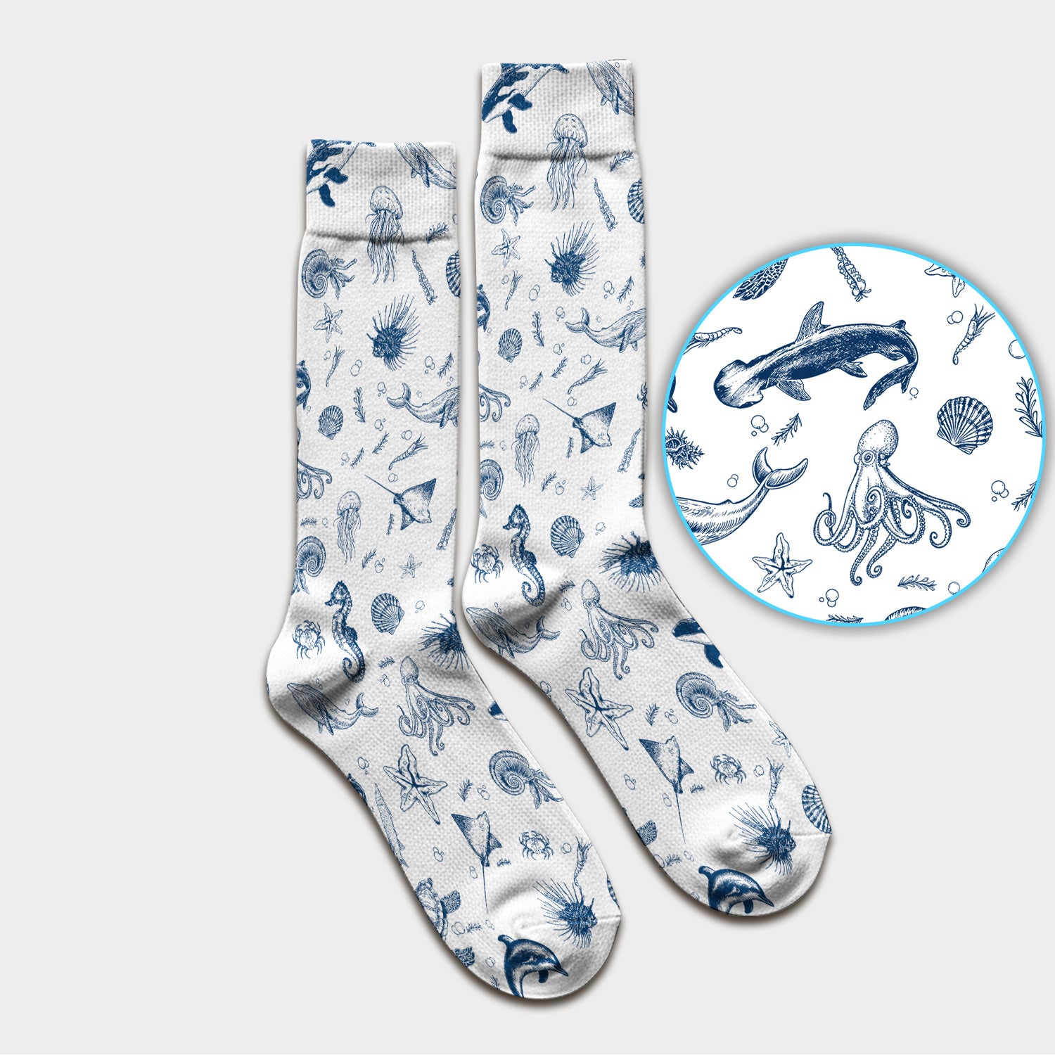 Marine Sea Life Pattern Sock, Breathable Fabrics Medical Uniform