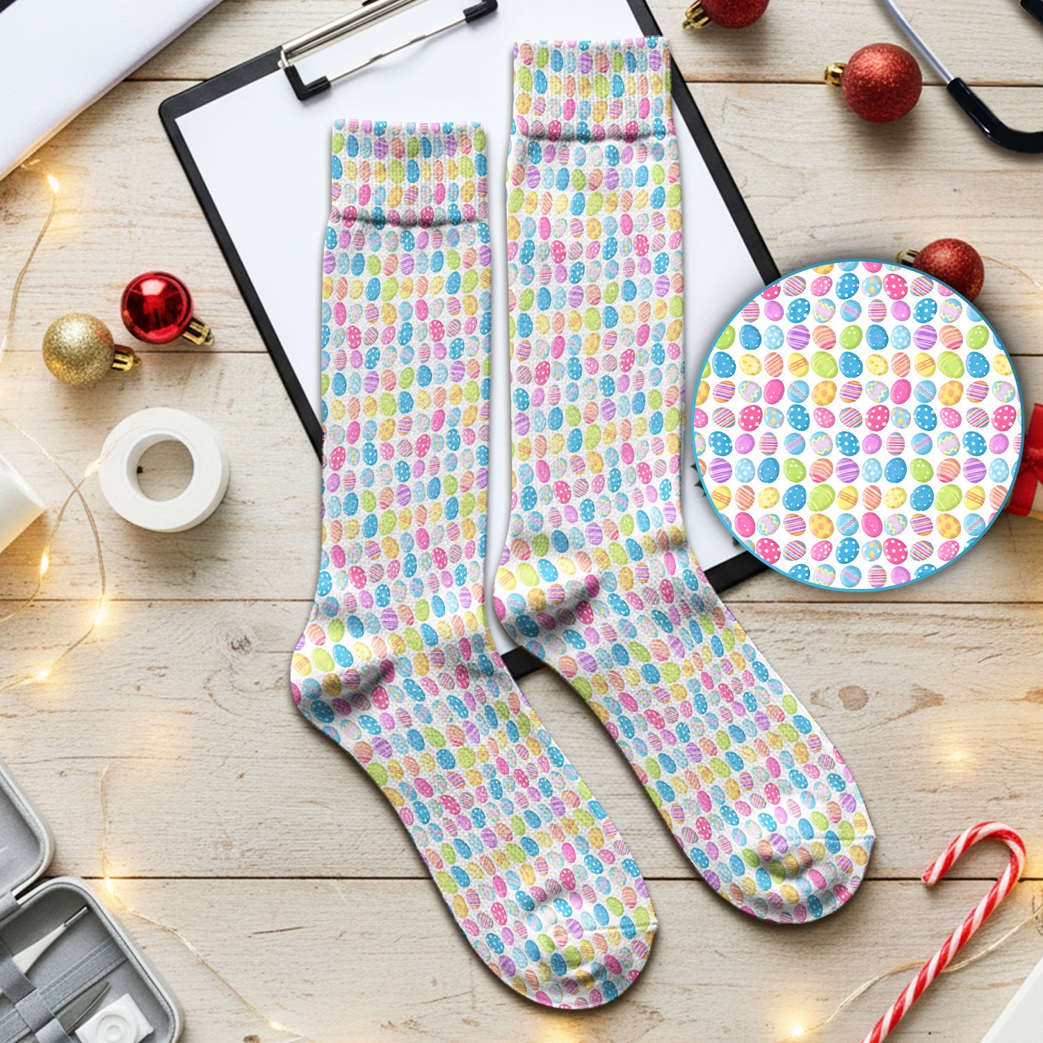 Colorful Easter Eggs Pattern Socks, Adult Socks for Men and Women