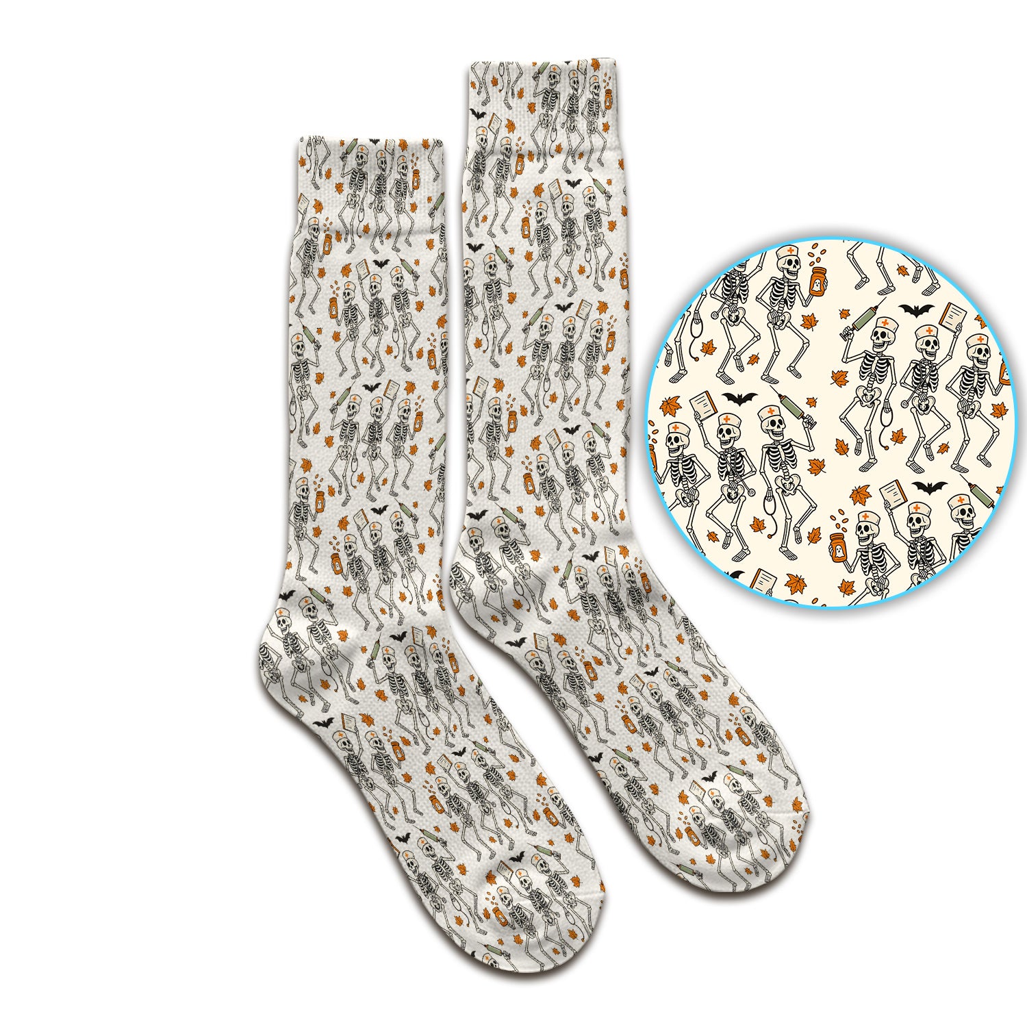 Funny Halloween Skeleton Pattern Socks, Adult Socks for Men and Women