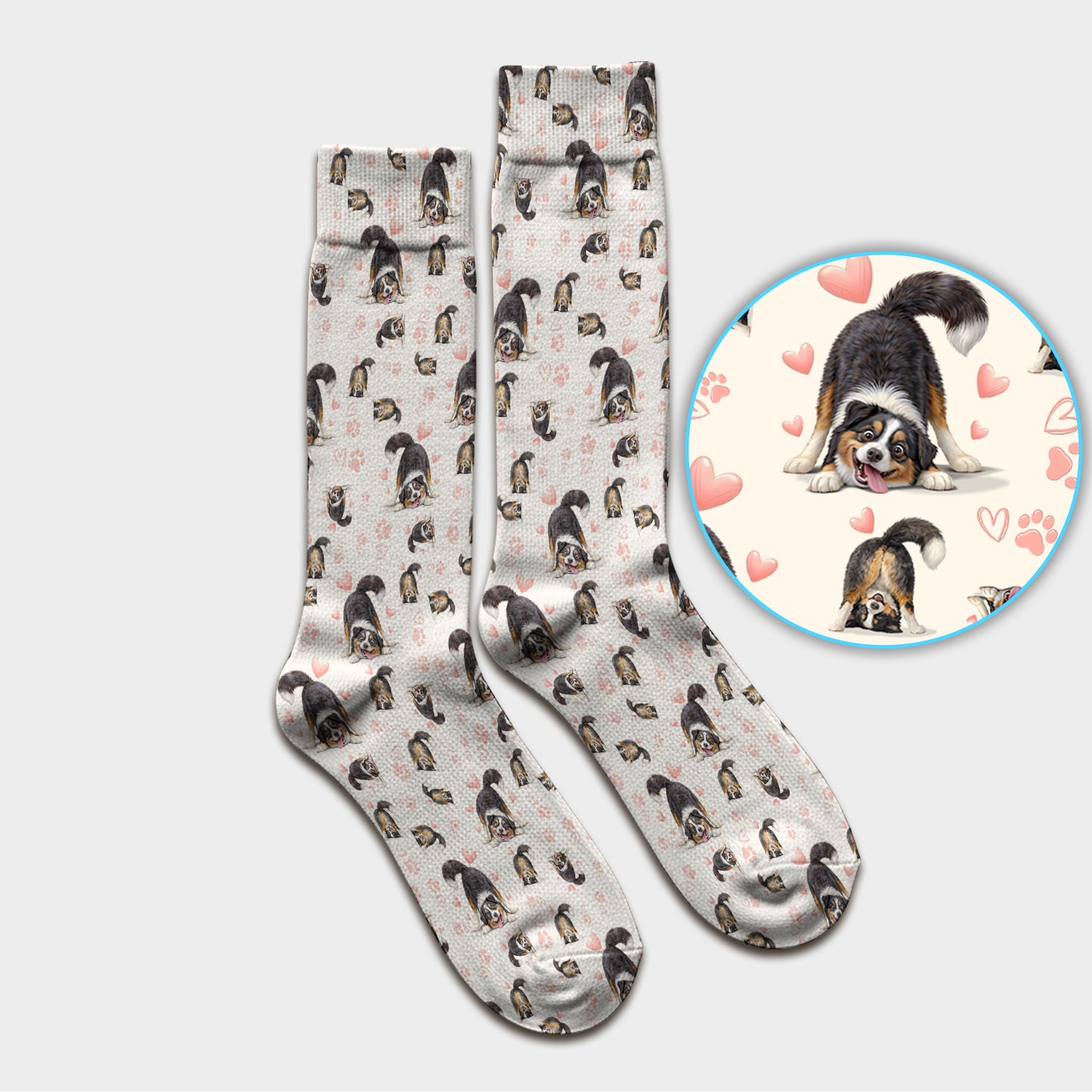 Playful Dog Heart Medical Print Socks, Breathable Fabrics Medical Uniform