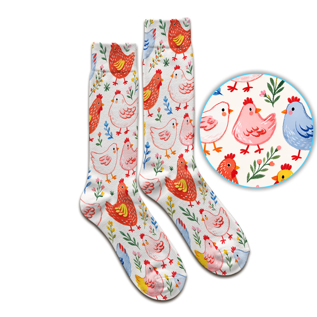 Fun Cartoon Hen Print Socks, Socks for Nurse Doctor