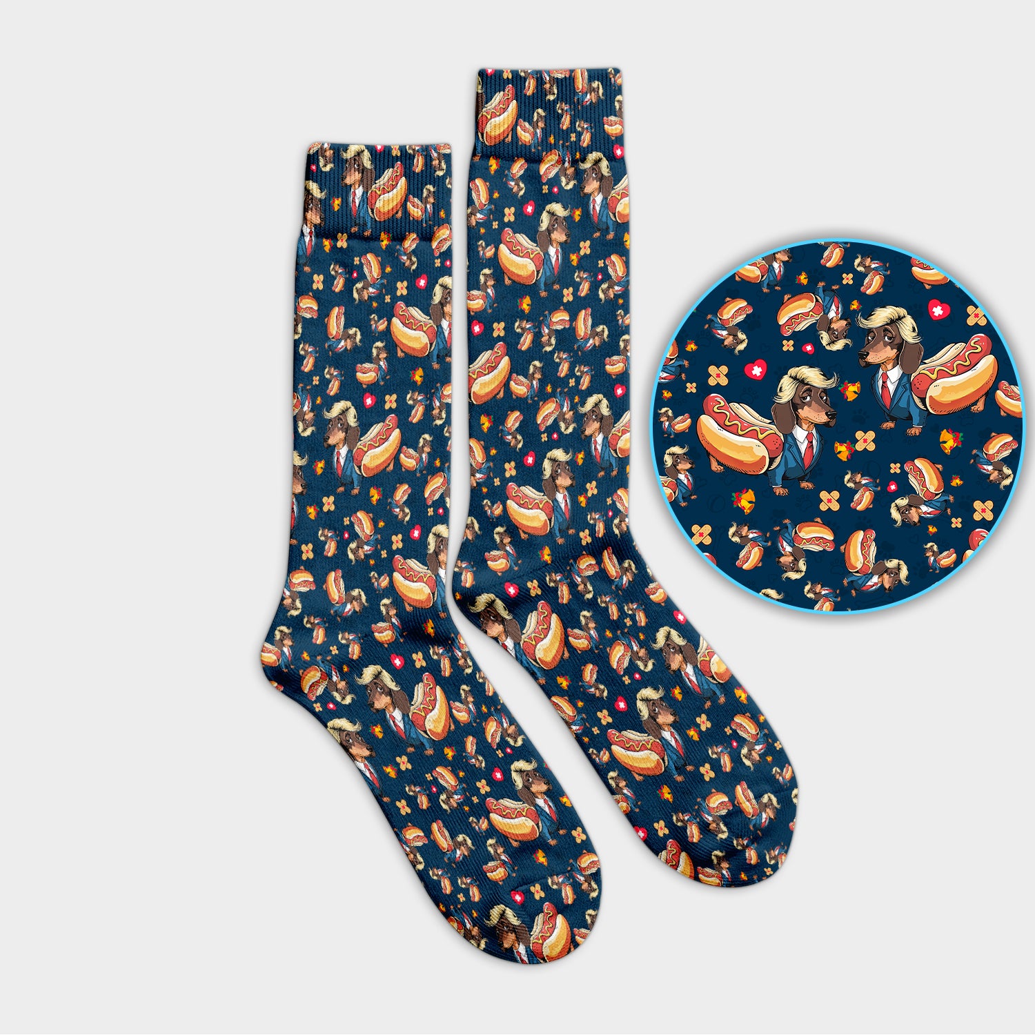 Dachshund Hot Dog Socks for Nurse Doctor - Funny Sausage Dog Adult Socks for Men and Women