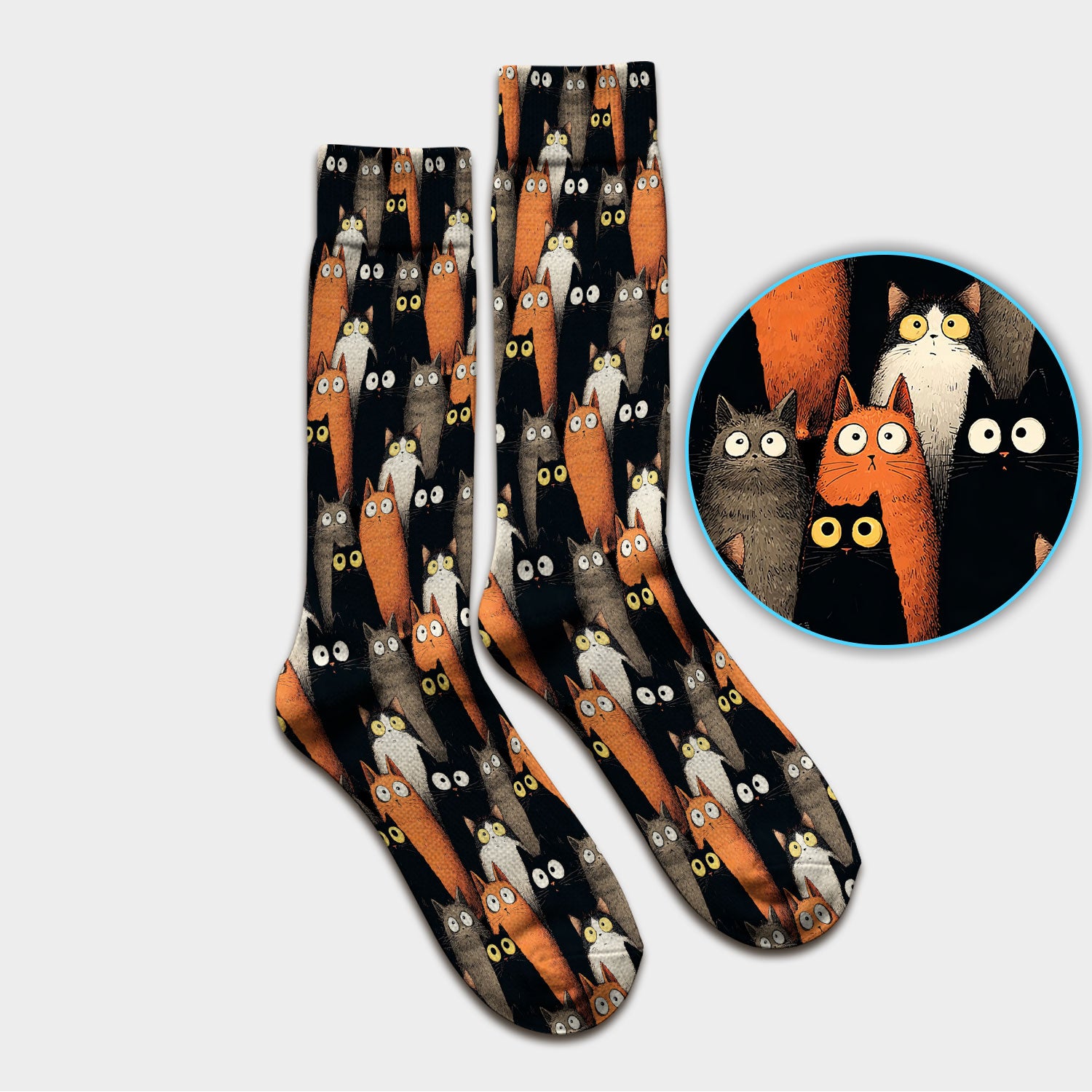 Black Cat Pattern Nurse Scrub Socks, Cat Lover Nurse Sock, Breathable Fabrics Nursing Uniform
