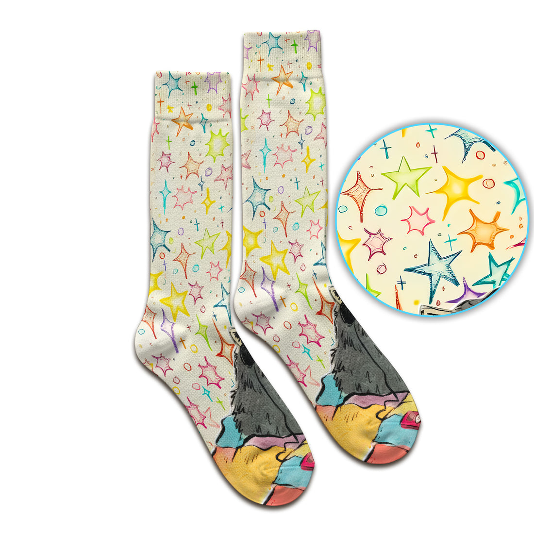 Chill Raccoon Starry Music Pattern Socks, Adult Socks for Men and Women