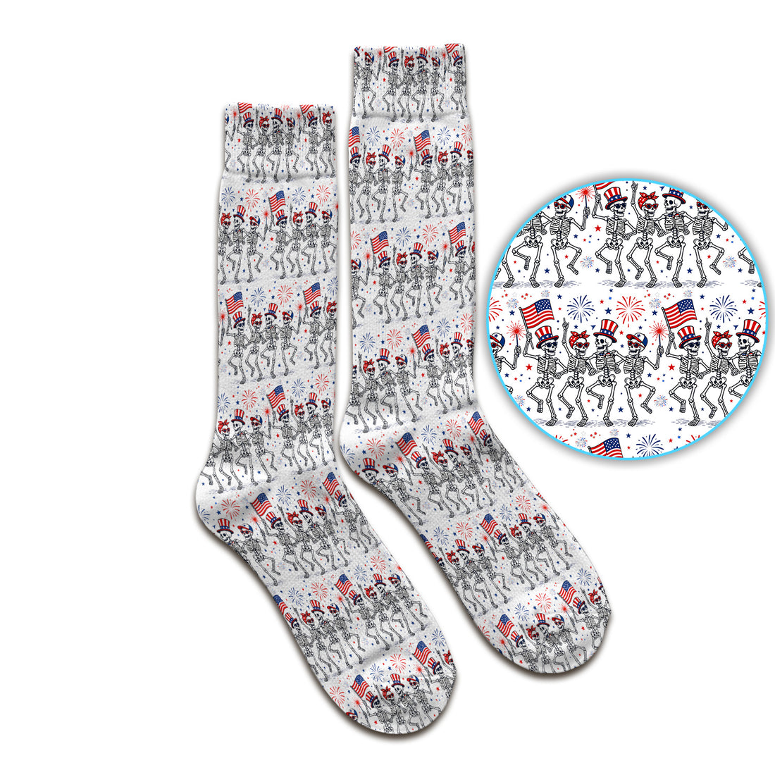 Funny Patriotic Skeleton Pattern, July 4 Medical Socks, Adult Socks for Men and Women