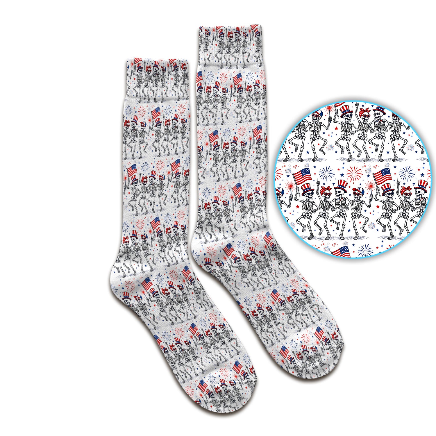 Funny Patriotic Skeleton Pattern, July 4 Medical Socks, Adult Socks for Men and Women