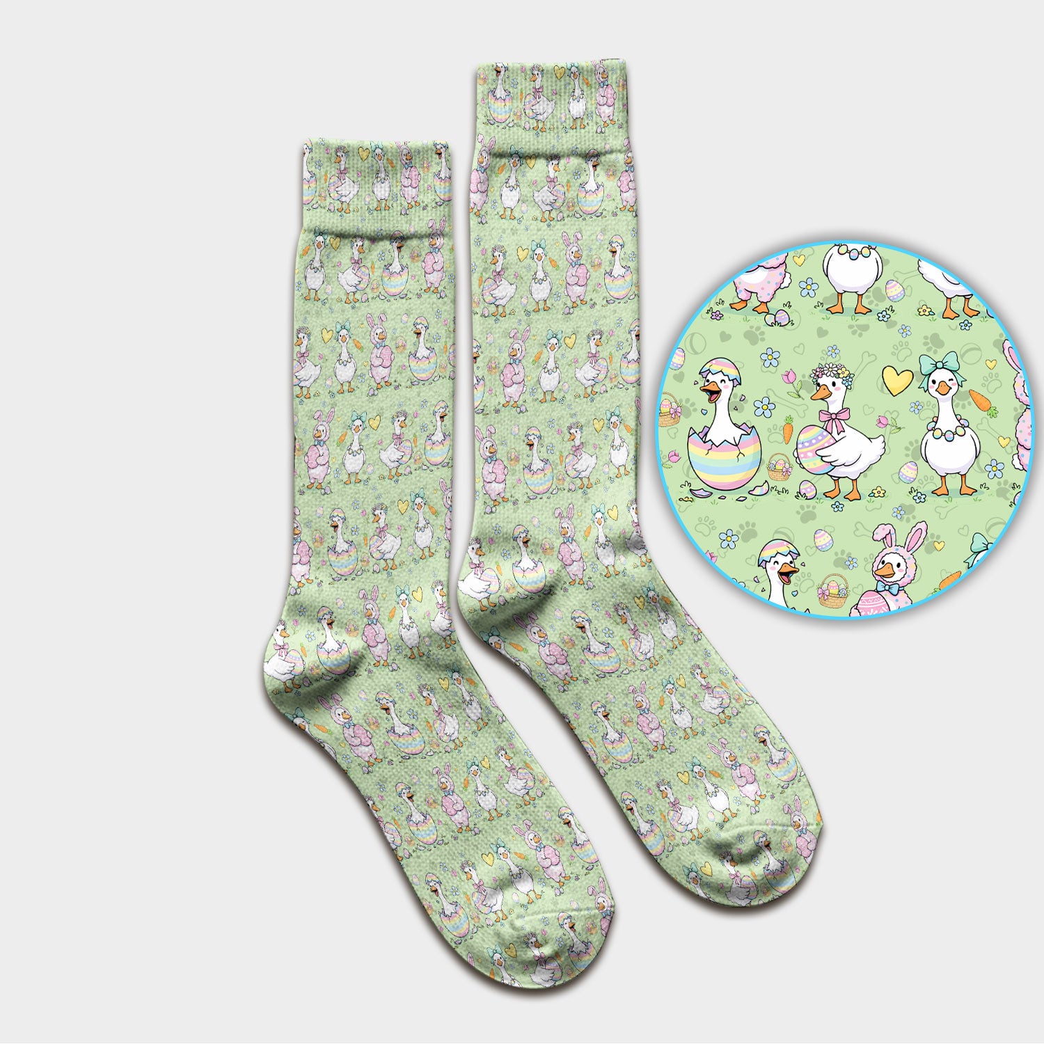 Easter Goose Bunny Egg Print Socks, Breathable Fabrics Medical Uniform