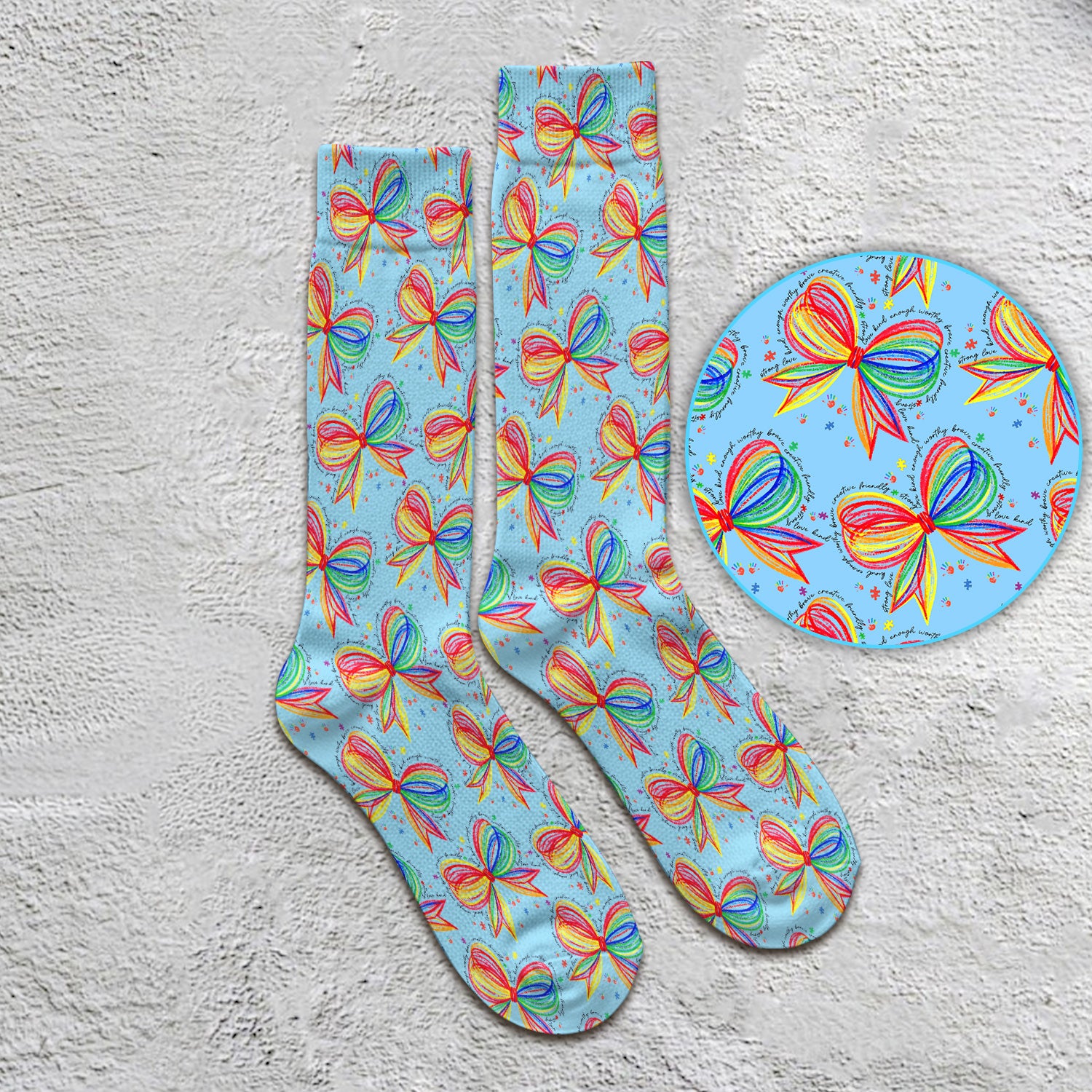 Colorful Rainbow Bow Pattern Sock, Socks for Nurse Doctor