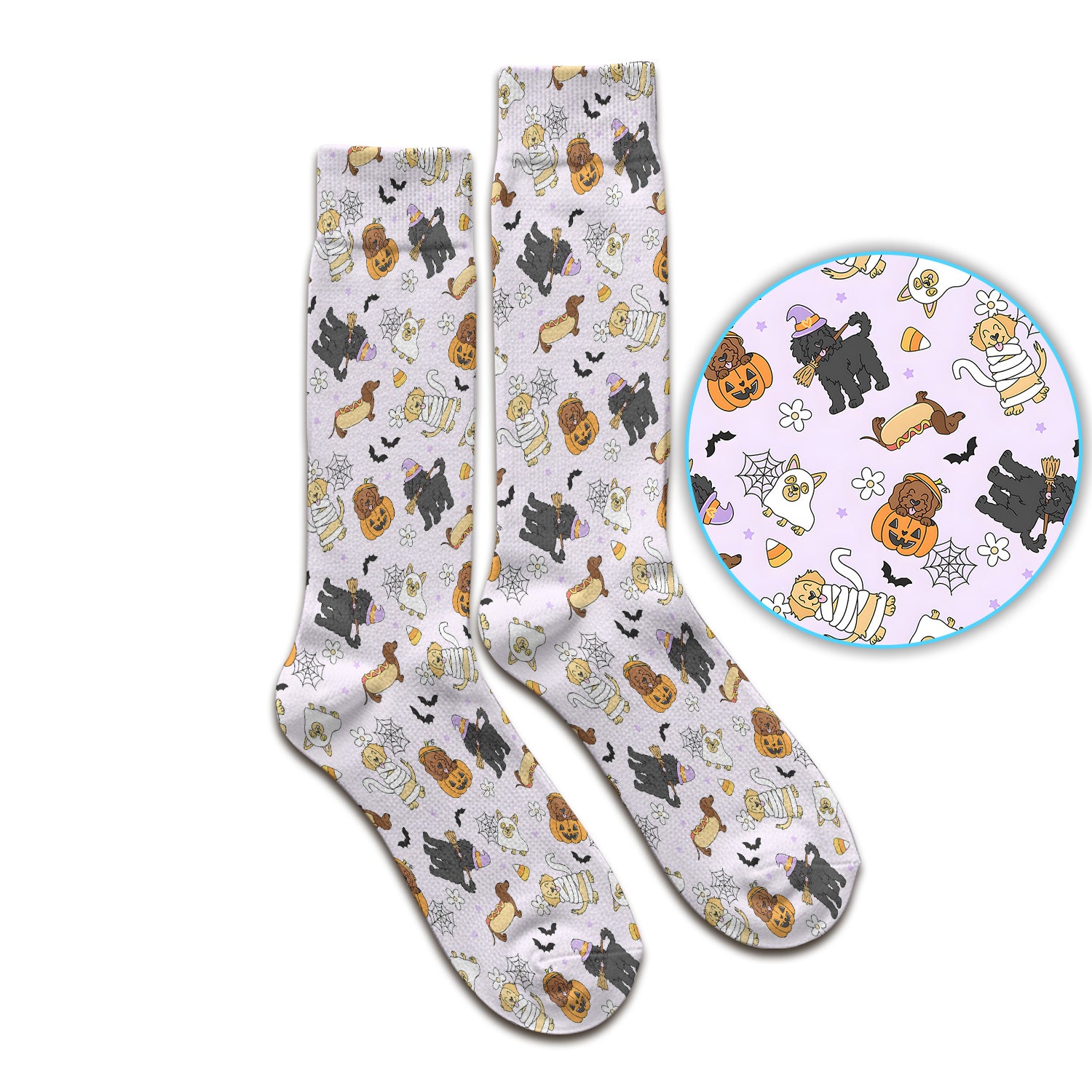 Cute Halloween Costumed Pets Socks, Adult Socks for Men and Women