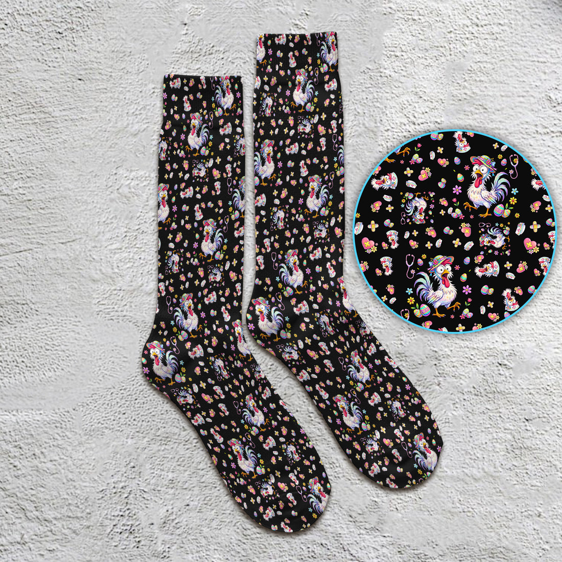Funny Easter Nurse Chicken Pattern Socks, Socks for Nurse Doctor