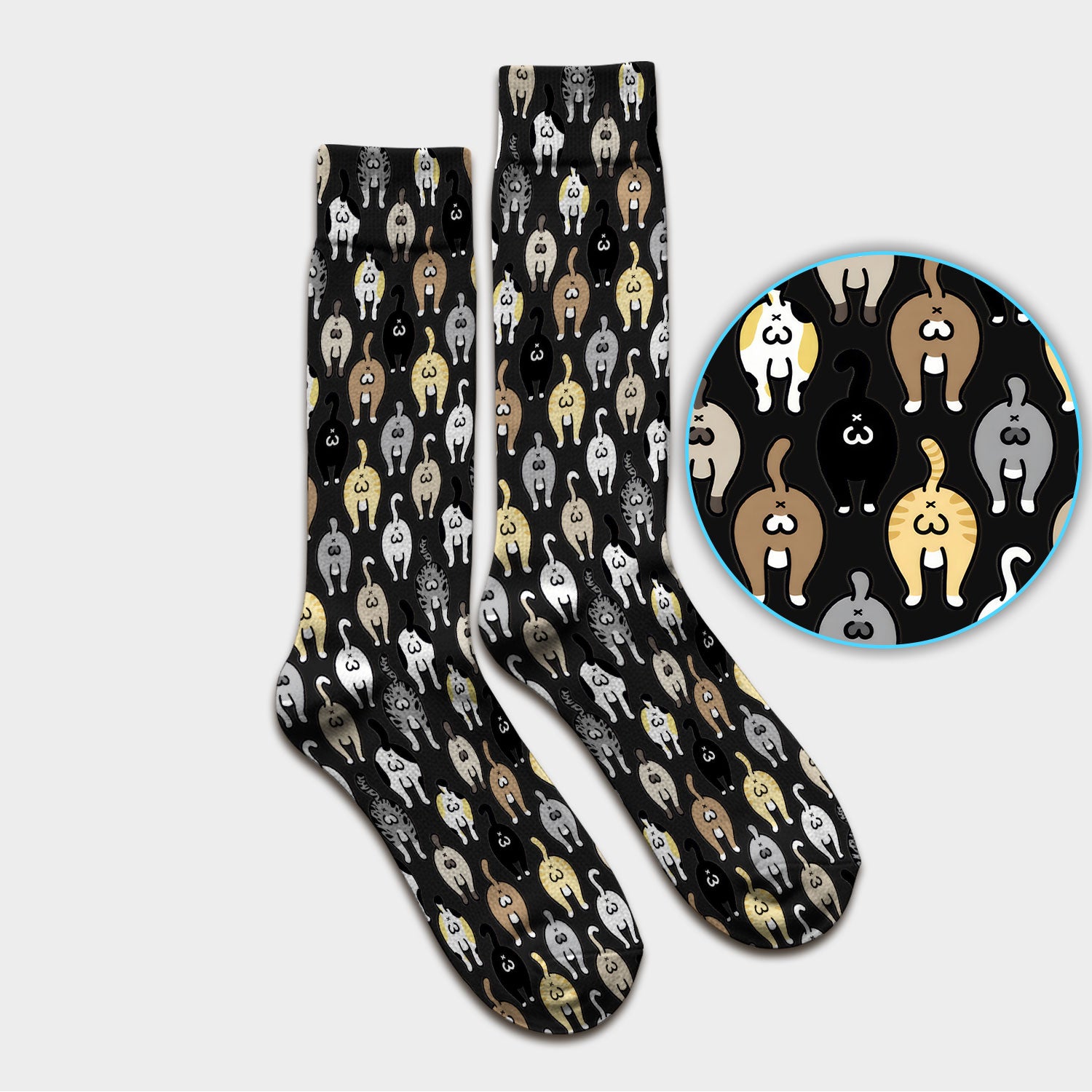 Cat Lover Nurse Scrub Socks, Funny Cat Butt Pattern Medical Sock, Breathable Fabrics Nursing Uniform