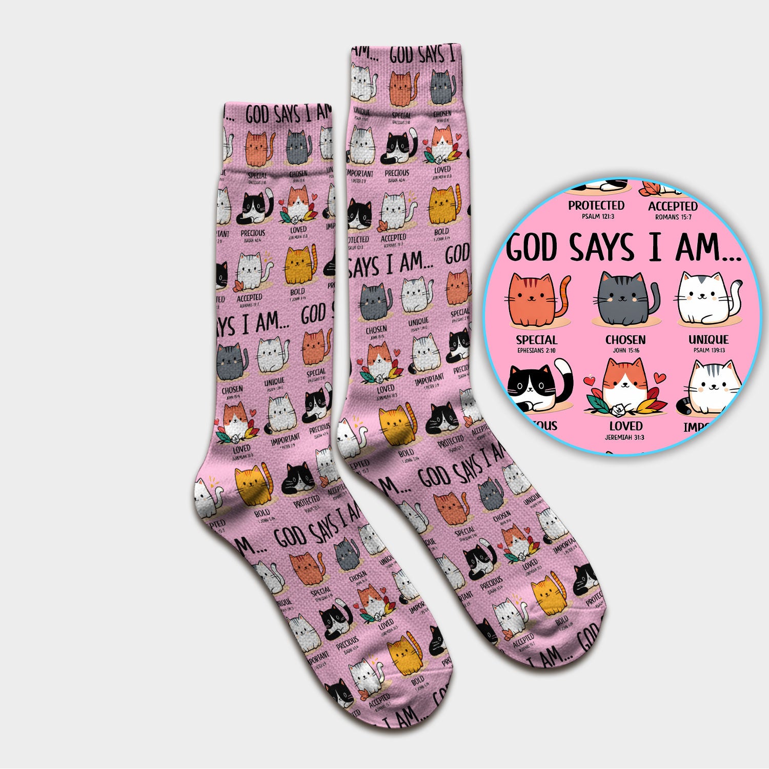 Cute Christian Cat God Says I Am Medical Socks, Breathable Fabrics Medical Uniform