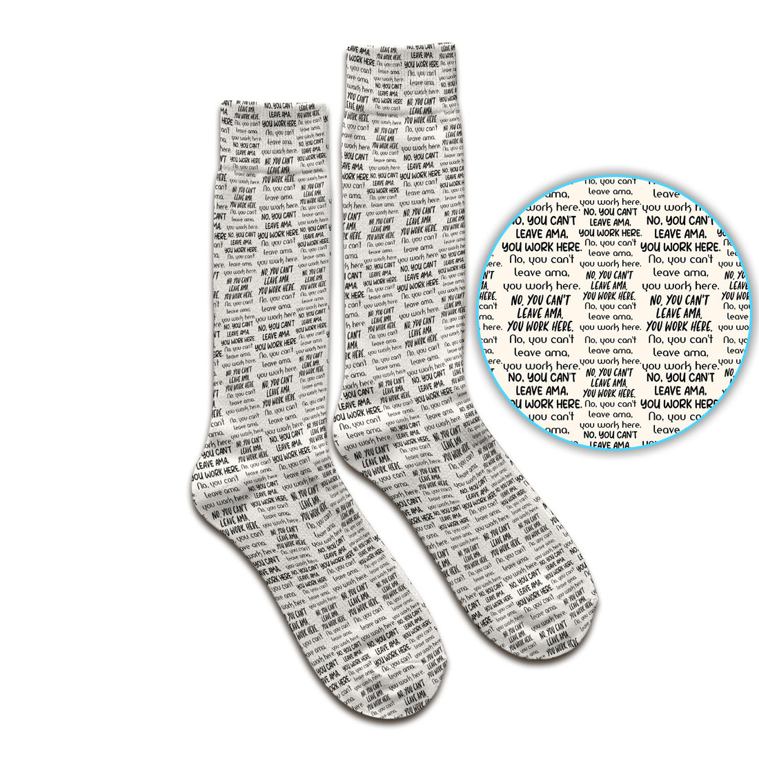 Funny Repeating Nurse Work Quote Text Pattern Socks, Breathable Fabrics Medical Uniform