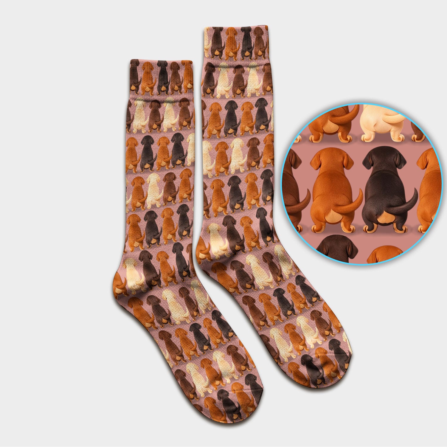 Cute Dachshund Butt Pattern All Over Print Socks, Adult Socks for Men and Women