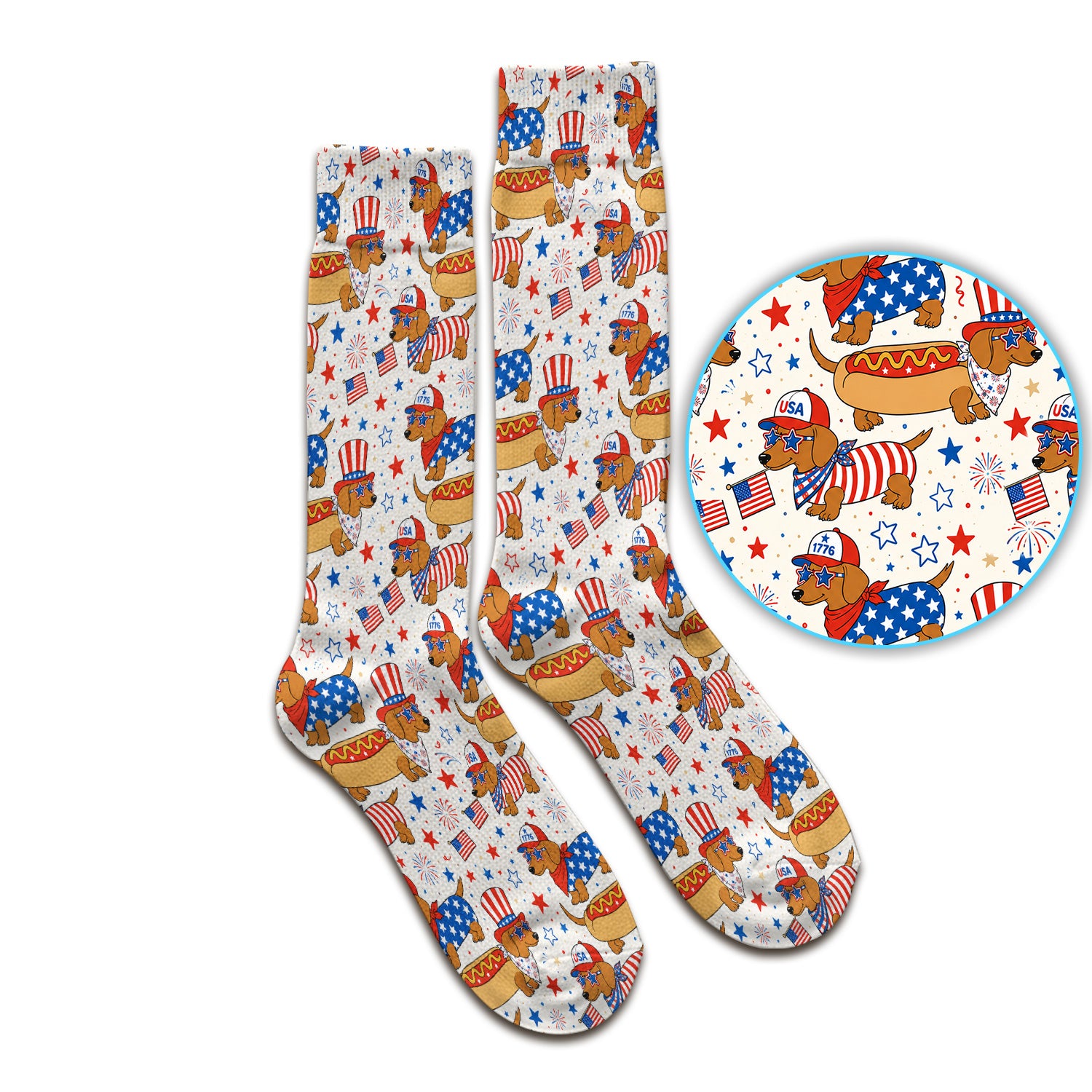 Patriotic Dachshund Fourth Of July Socks, Adult Socks for Men and Women