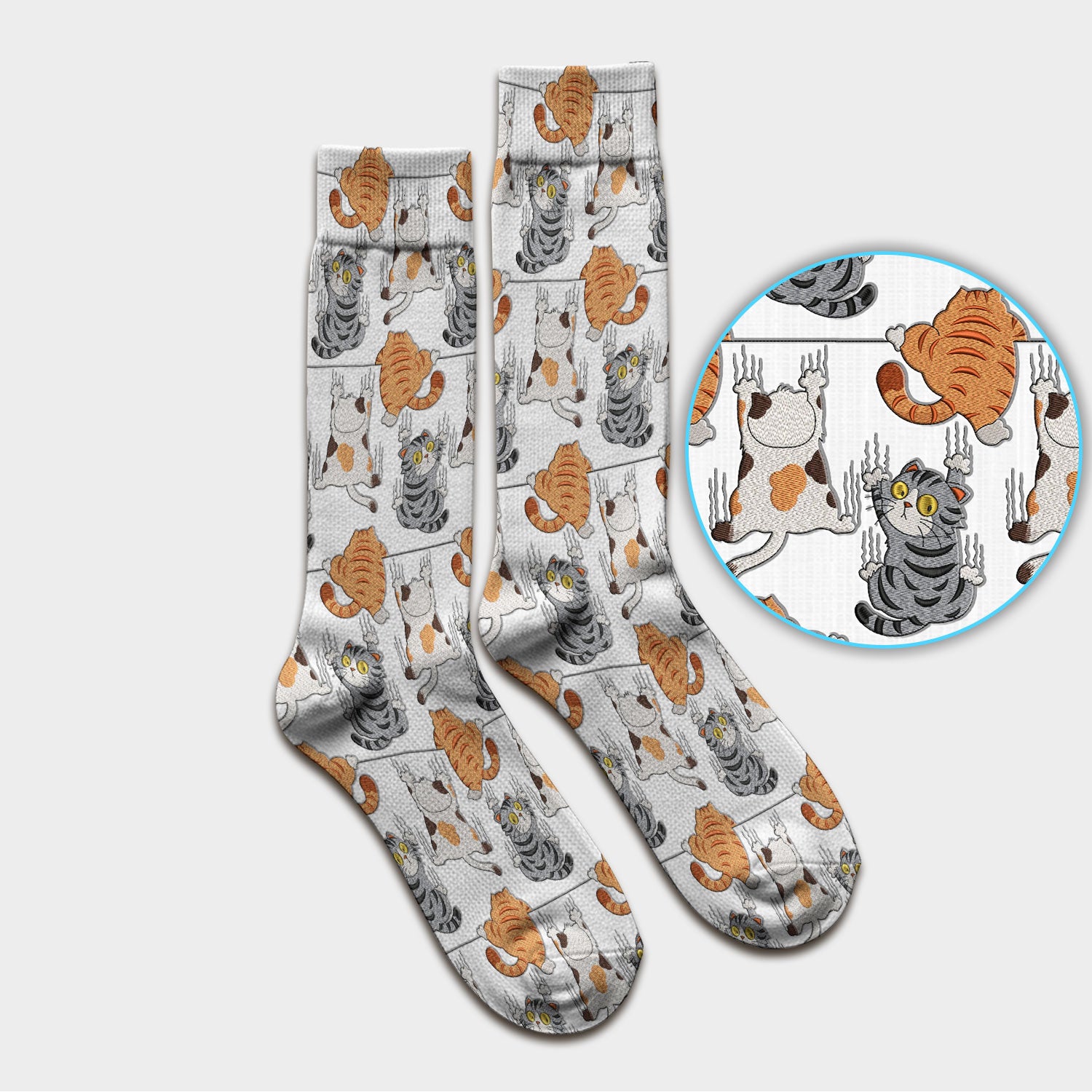 Cute Cat Pattern Nurse Scrub Socks, Cats Medical Pattern Sock, Breathable Fabrics Nursing Uniform