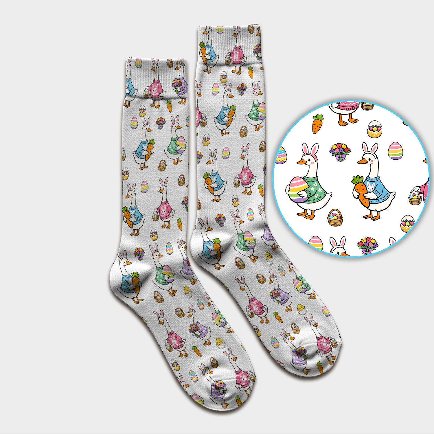 Cute Easter Goose Pattern Socks, Breathable Fabrics Medical Uniform
