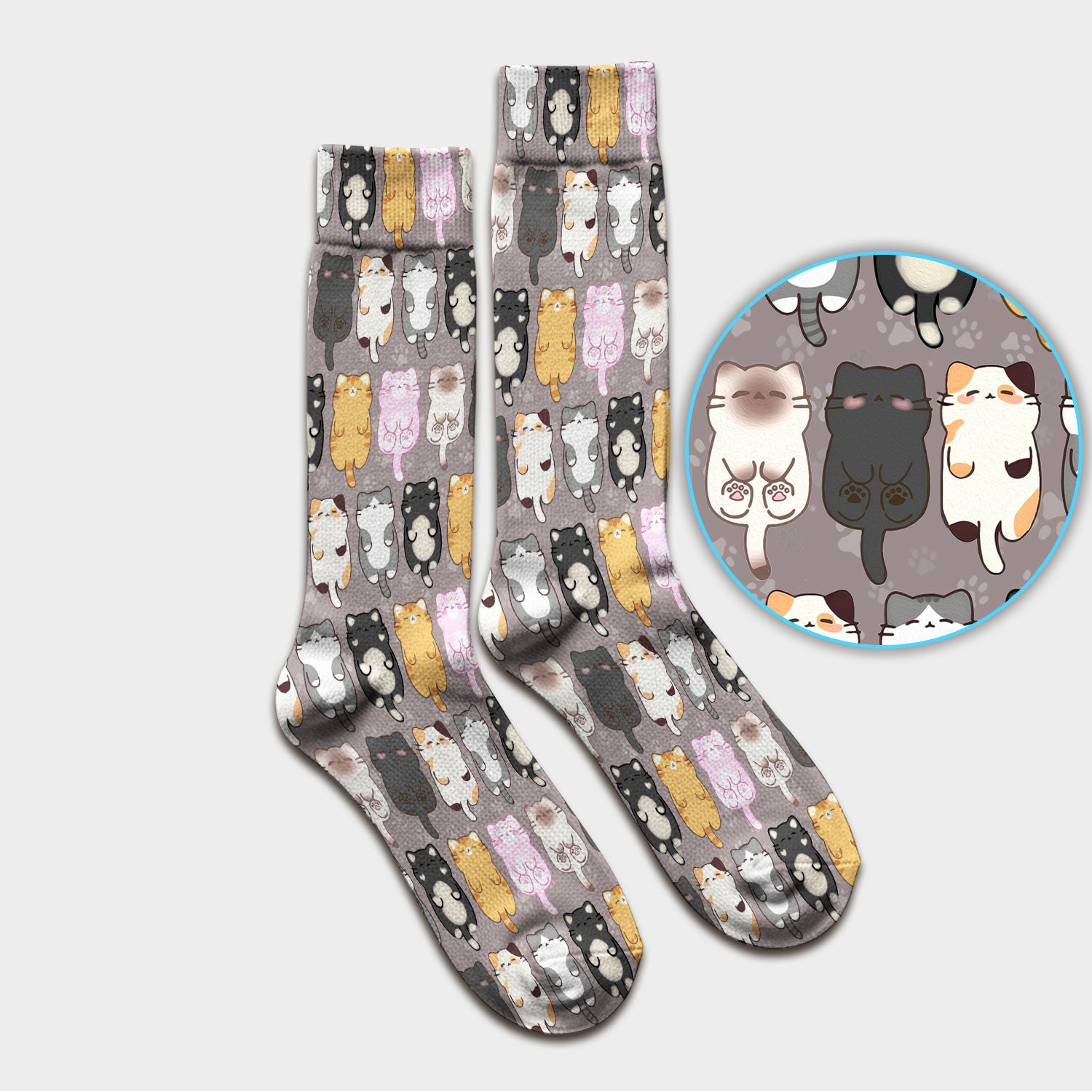 Funny Cartoon Cats All Over Print Socks, Breathable Fabrics Medical Uniform