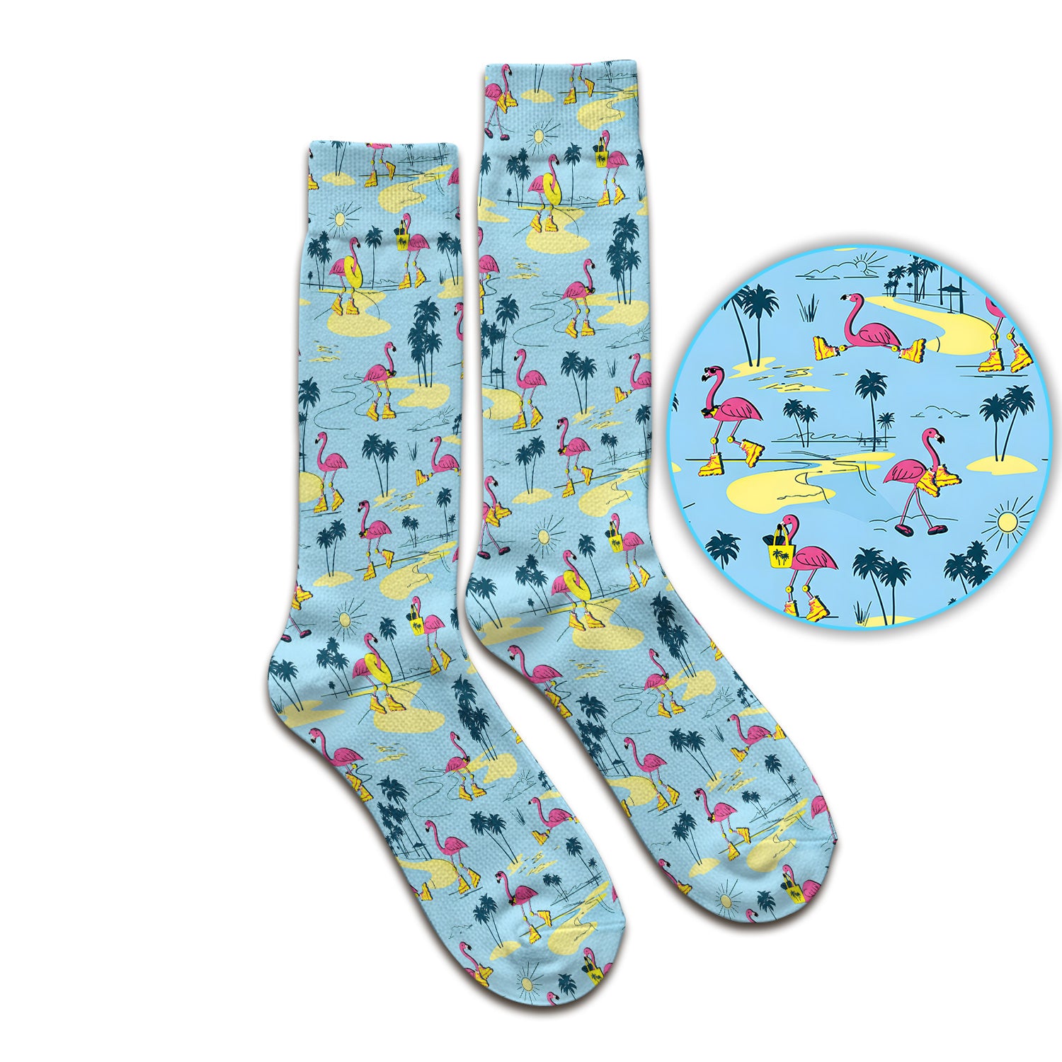 Retro Flamingo Nurse Print Socks, Adult Socks for Men and Women