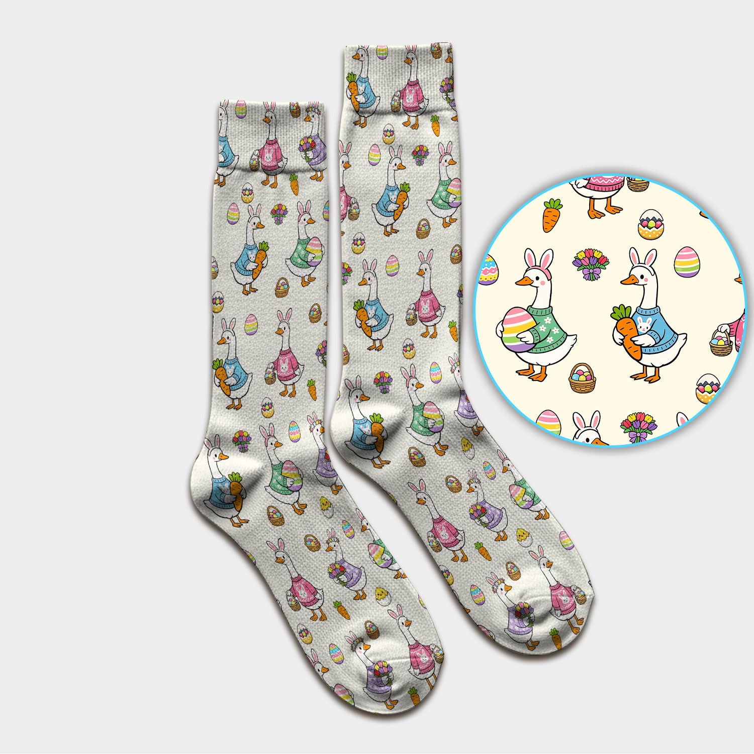 Cute Easter Goose Pattern Socks, Breathable Fabrics Medical Uniform