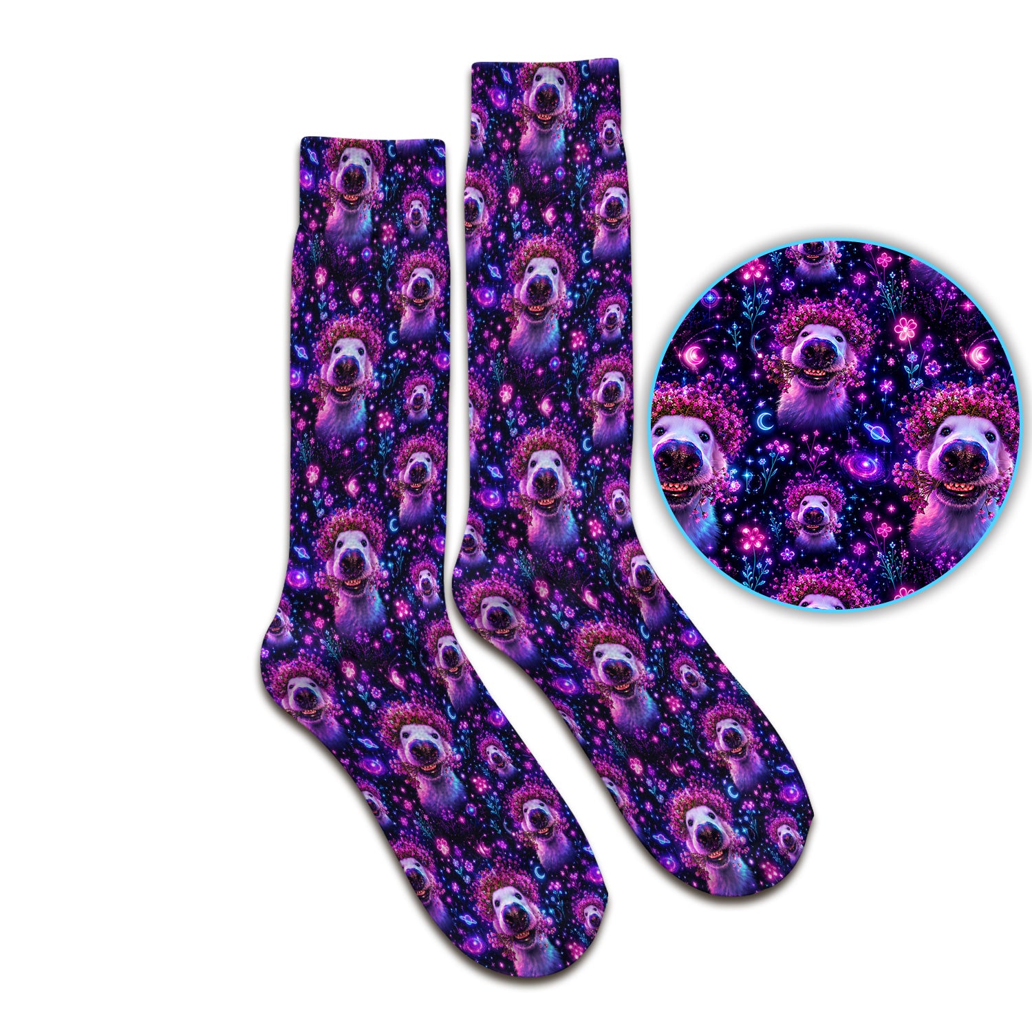 Galaxy Golden Retriever Pattern Socks, Adult Socks for Men and Women