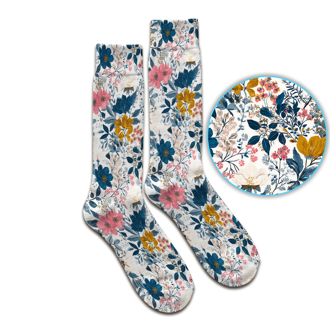Elegant Floral Garden Bloom Pattern Socks, Adult Socks for Men and Women