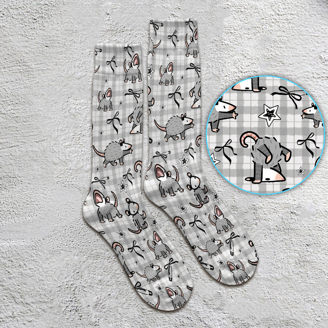 Funny Mouse Cartoon Pattern Print Socks, Adult Socks for Men and Women