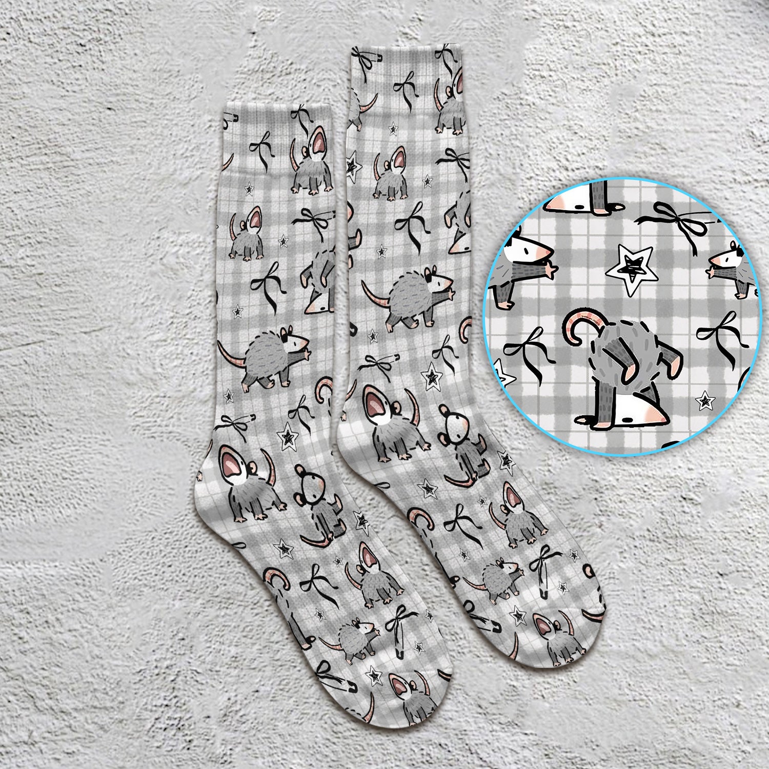 Funny Mouse Cartoon Pattern Print Socks, Adult Socks for Men and Women