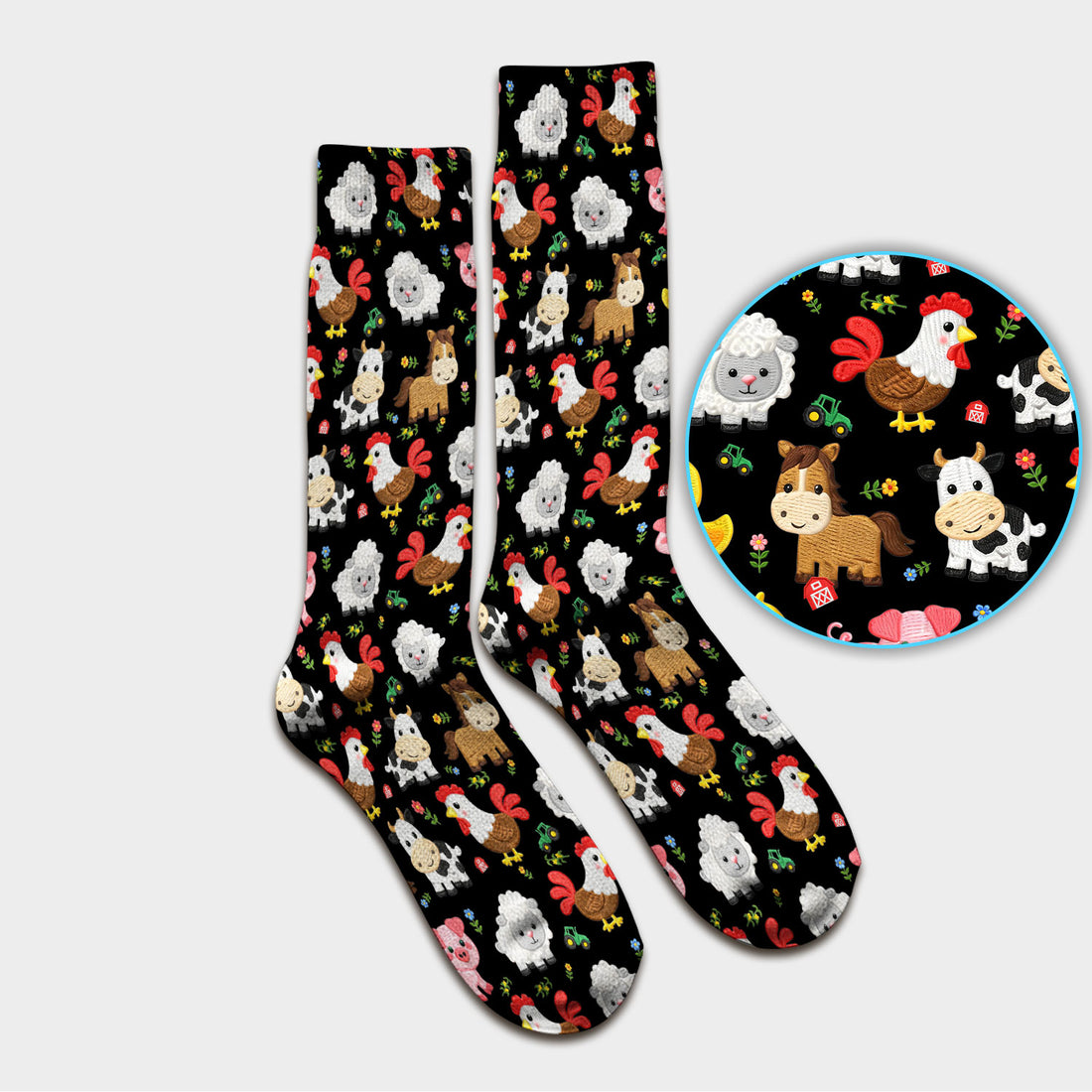 Cartoon Farm Animal Pattern Socks, Breathable Fabrics Medical Uniform