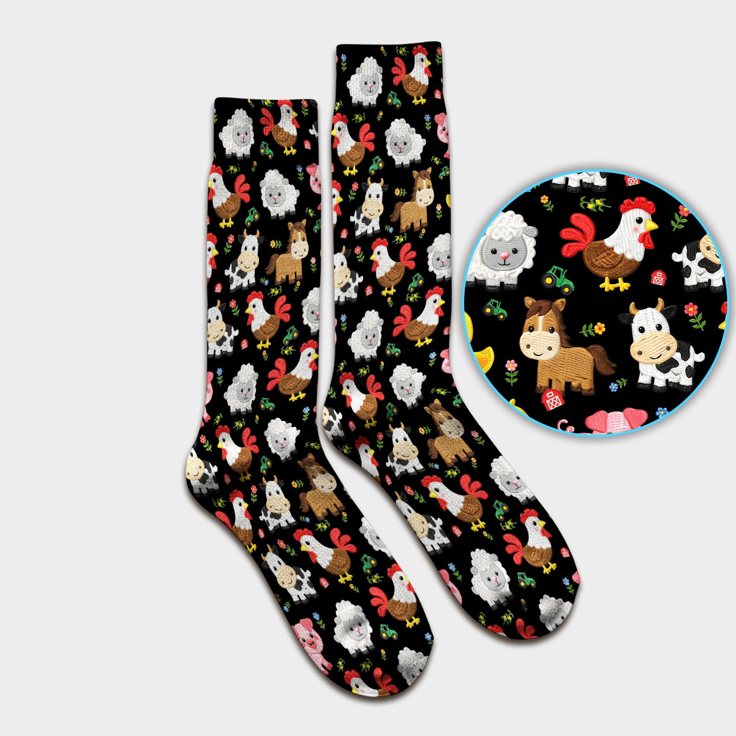 Cartoon Farm Animal Pattern Socks, Breathable Fabrics Medical Uniform