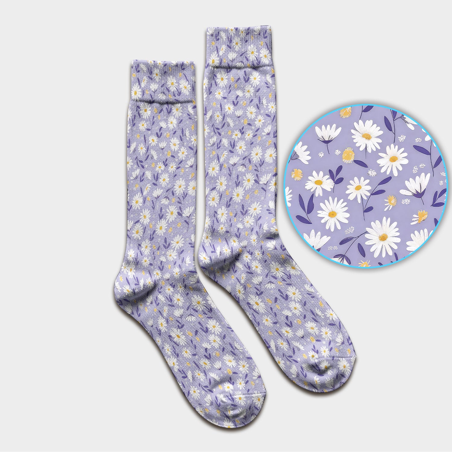 Cute Purple Daisy Botanical Print Socks, Socks for Nurse Doctor