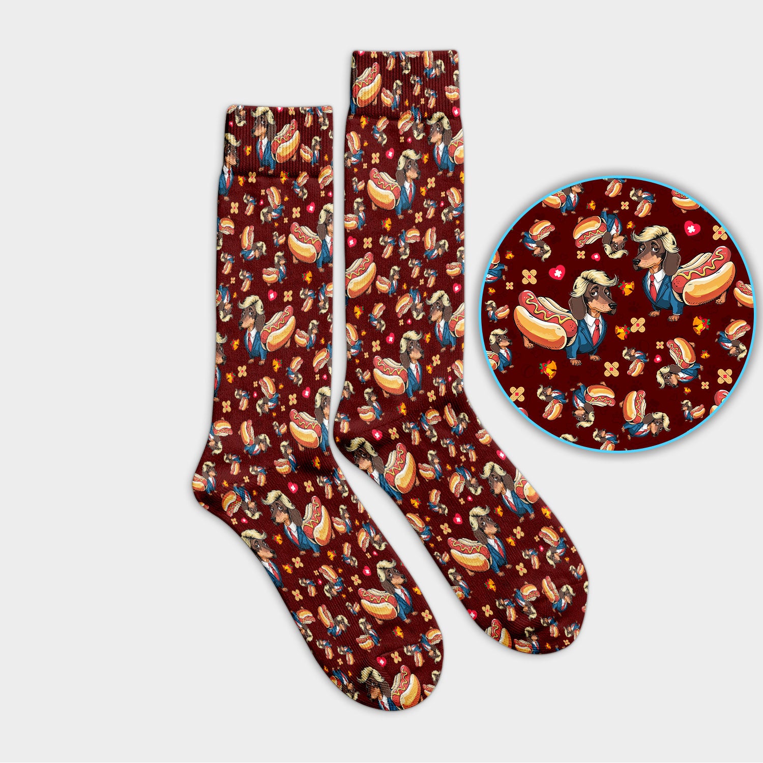 Dachshund Hot Dog Socks for Nurse Doctor - Funny Sausage Dog Adult Socks for Men and Women