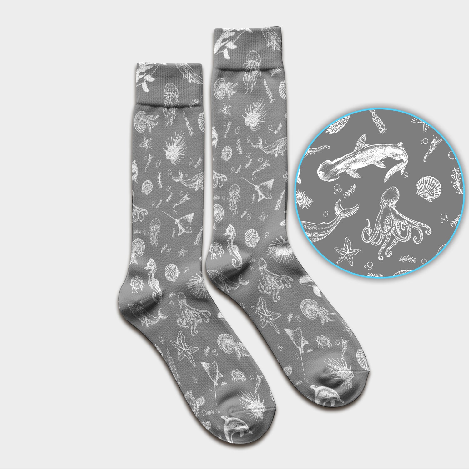 Marine Sea Life Pattern Sock, Breathable Fabrics Medical Uniform