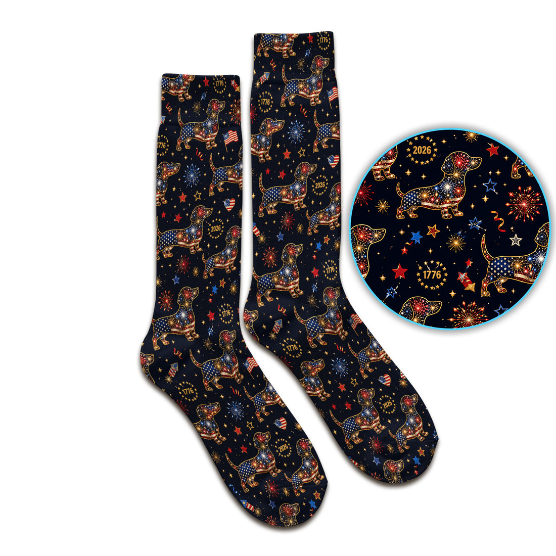 Patriotic Dachshund Fourth Of July Socks, Adult Socks for Men and Women