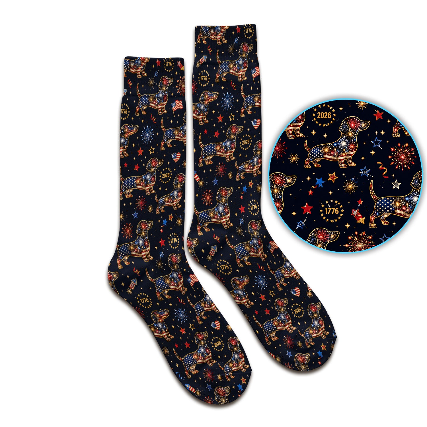 Patriotic Dachshund Fourth Of July Socks, Adult Socks for Men and Women