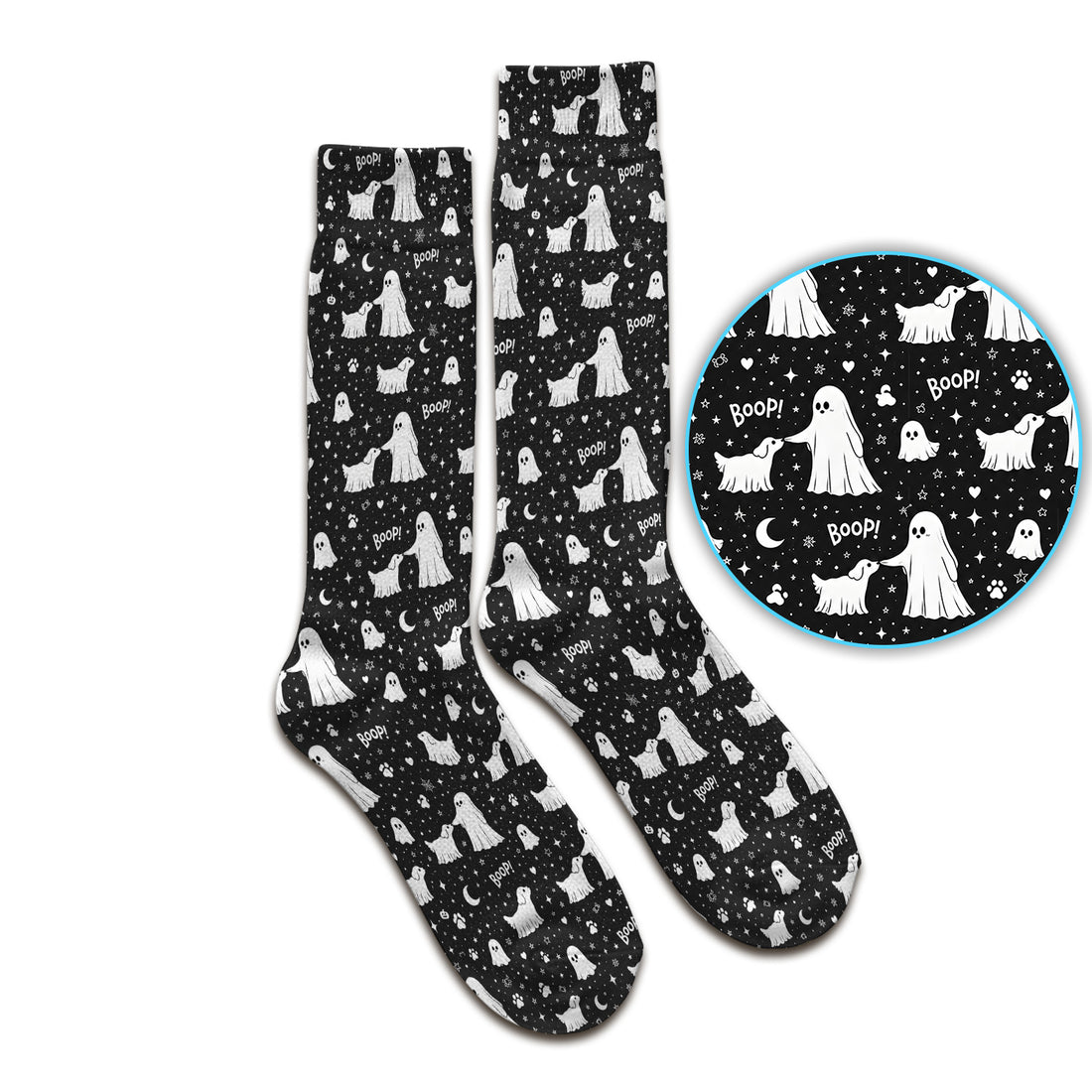 Halloween Ghost Boop Dog Pattern Socks, Adult Socks for Men and Women