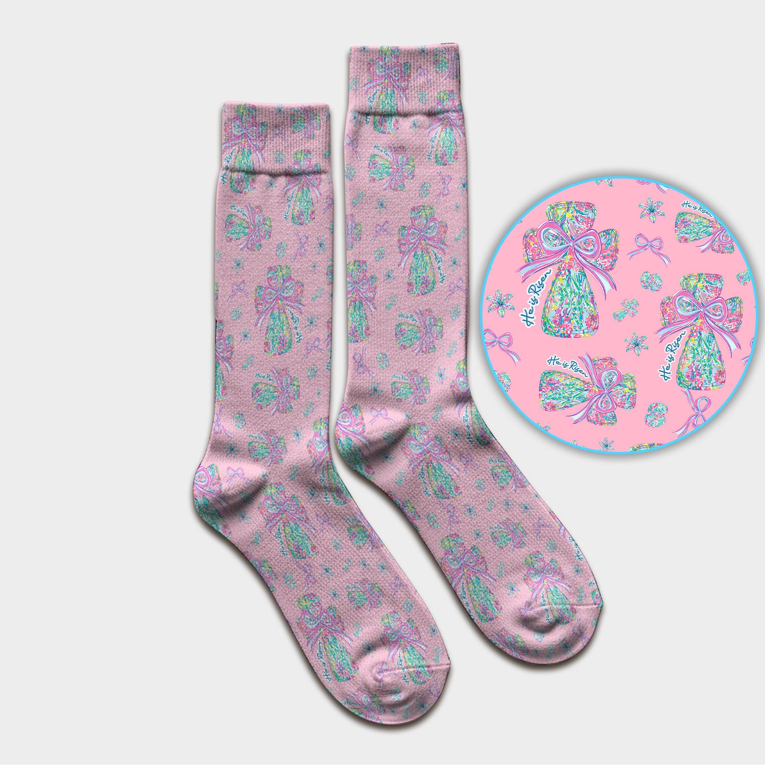 Colorful Bow Pattern Socks, Adult Socks for Men and Women