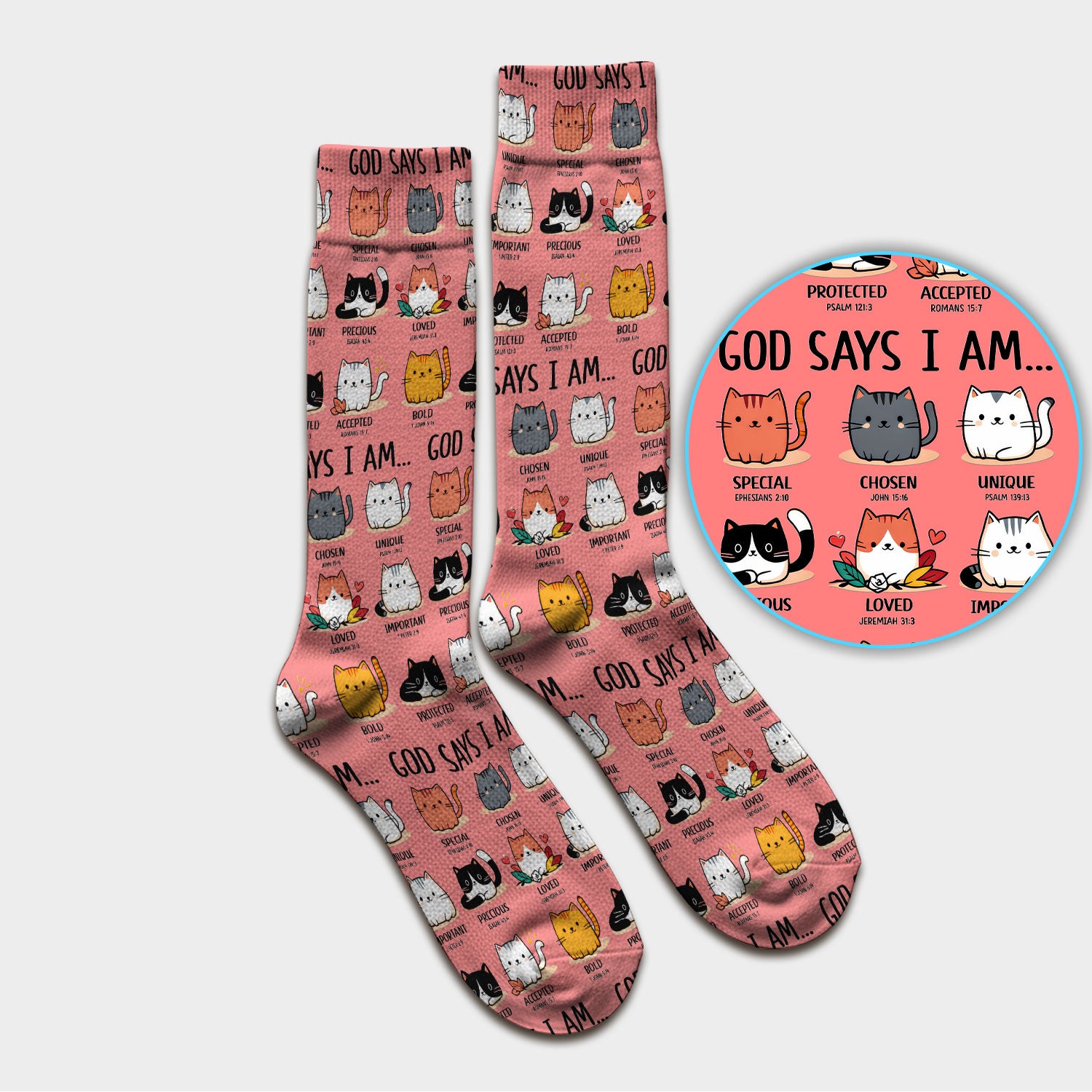 Cute Christian Cat God Says I Am Medical Socks, Breathable Fabrics Medical Uniform